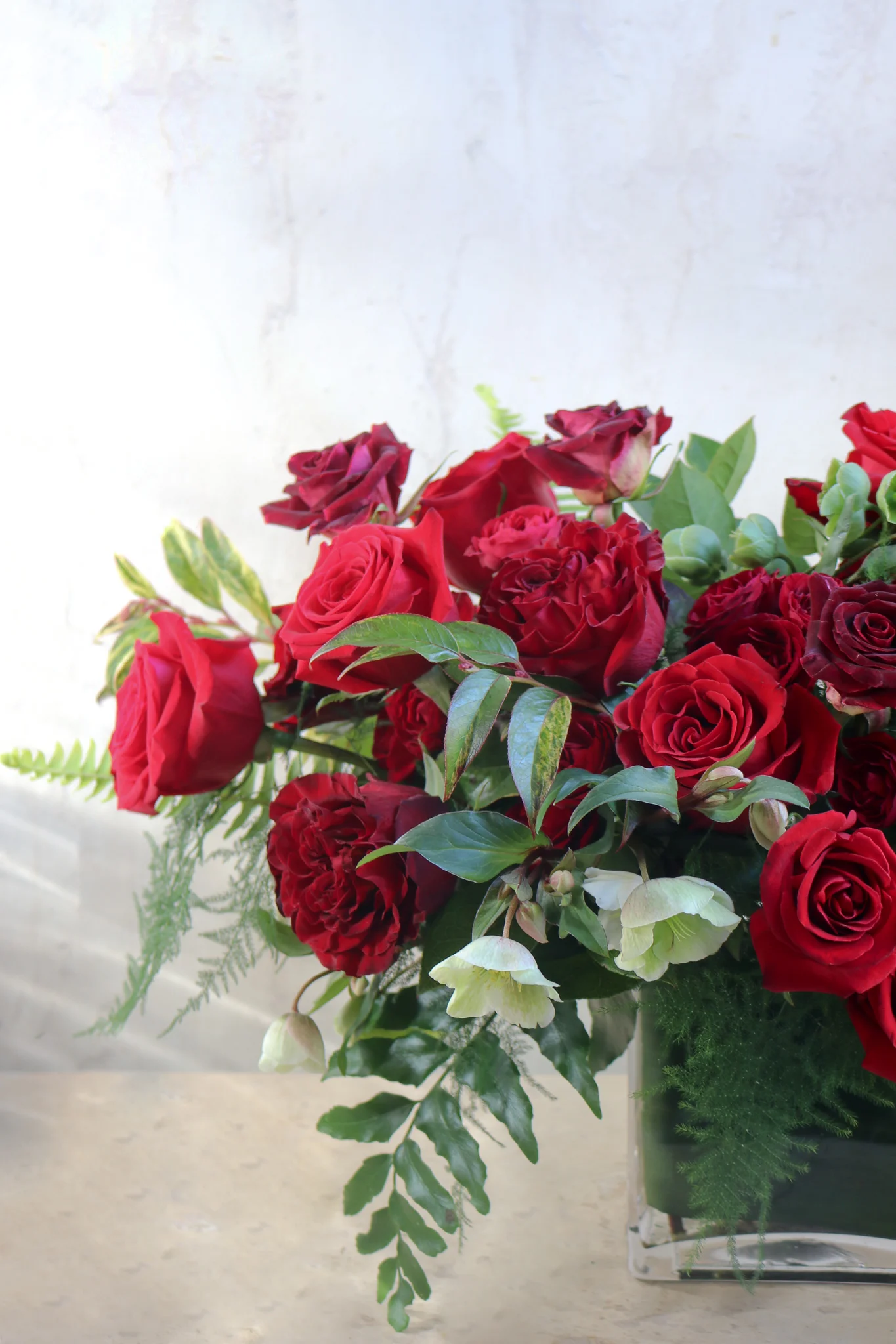 red roses floral arrangement valentines day flowers delivery near Andover MA les fleurs florist