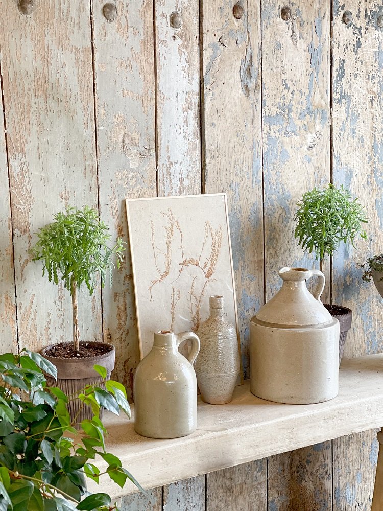 antique French olive oil pots - Home Barn Vintage