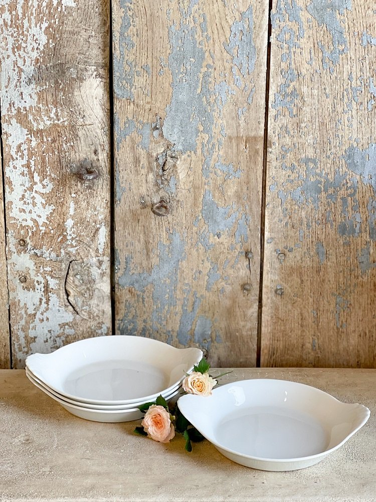 apilco white porcelain au gratin baking dish creme brule plate