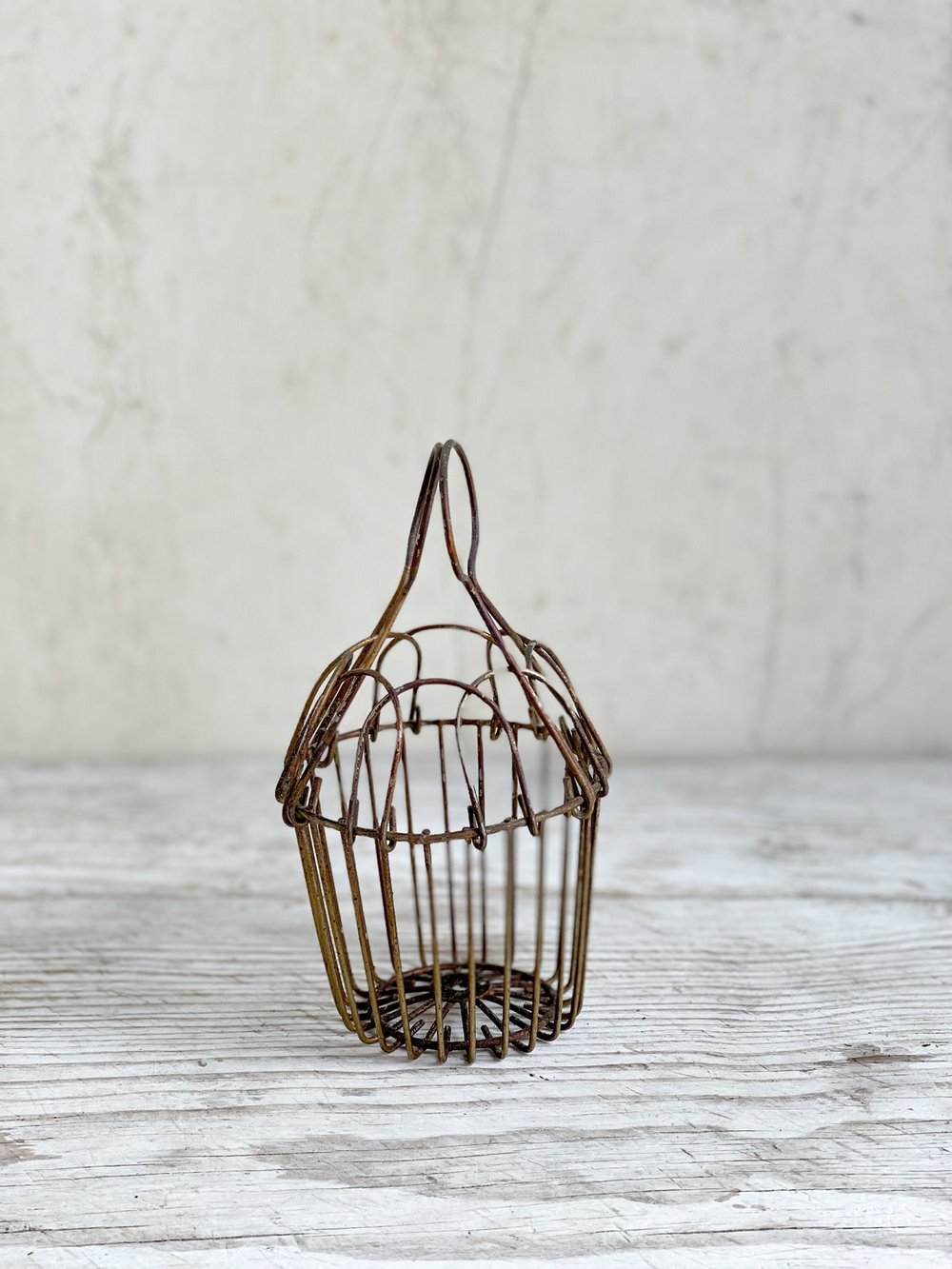 Old Metal Wire Basket Collapsible Eggs Fruit Storage Fishing 