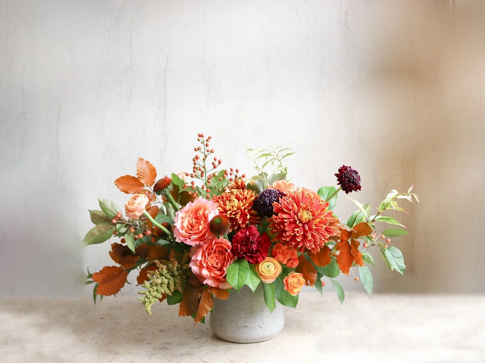 fall flowers autumn floral arrangement orange mums table centerpiece les fleurs florist local delivery andover