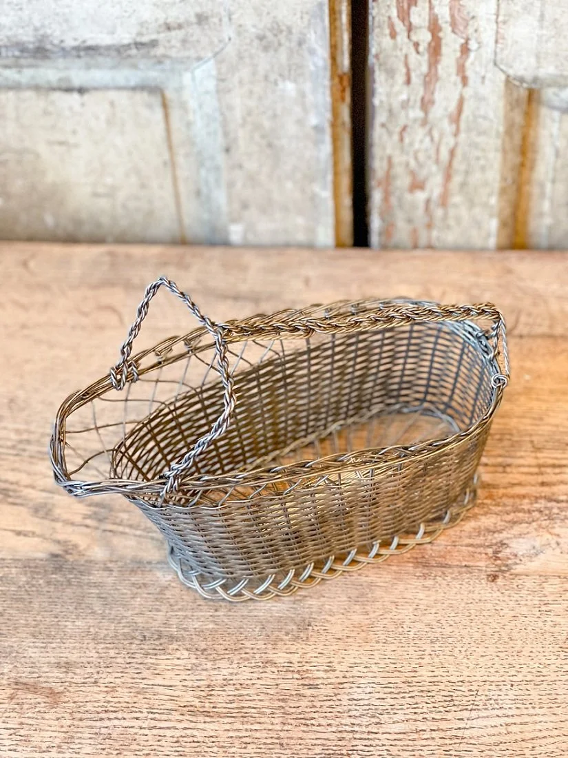 Vintage French Wire Wine Bottle Holder Basket