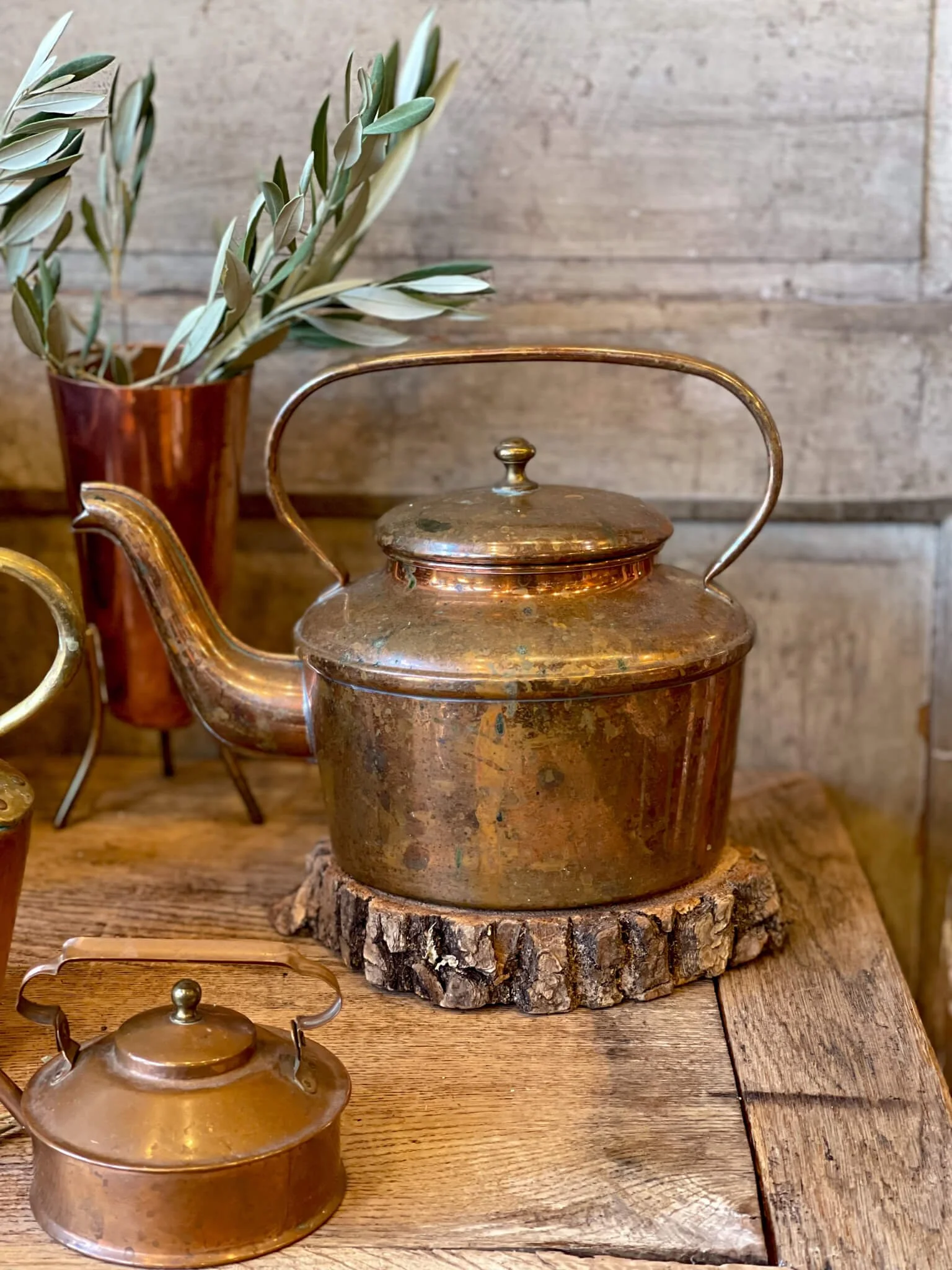 Copper Tea Kettle Gooseneck Spout TinLined Copper Teapot Hinged Handle