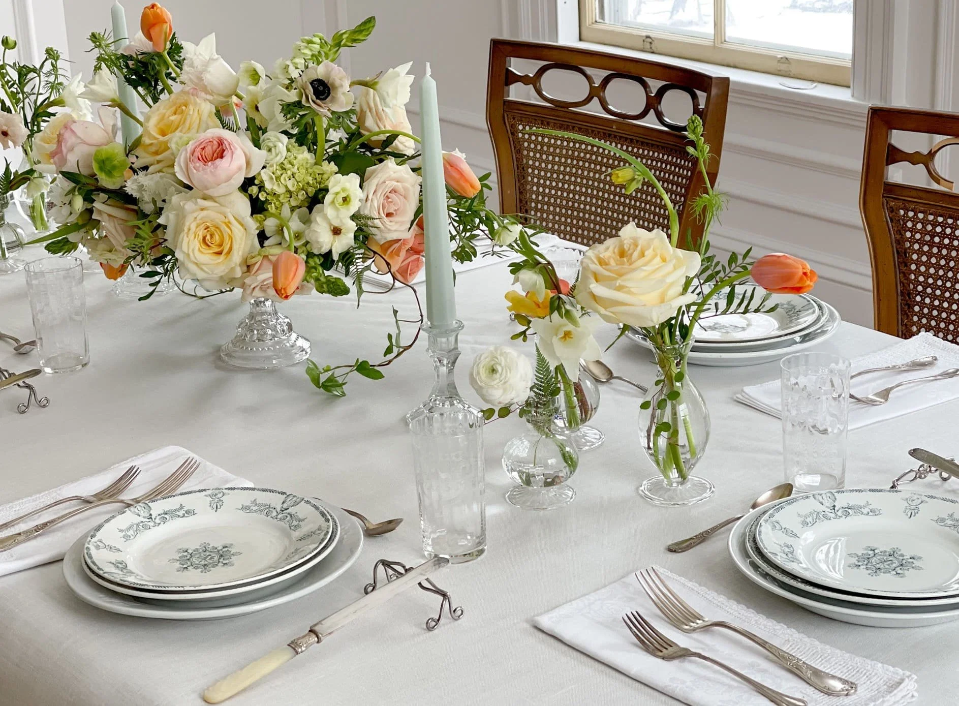 easter holiday tabletop vintage french ironstone dishes antique silverware etch glassware