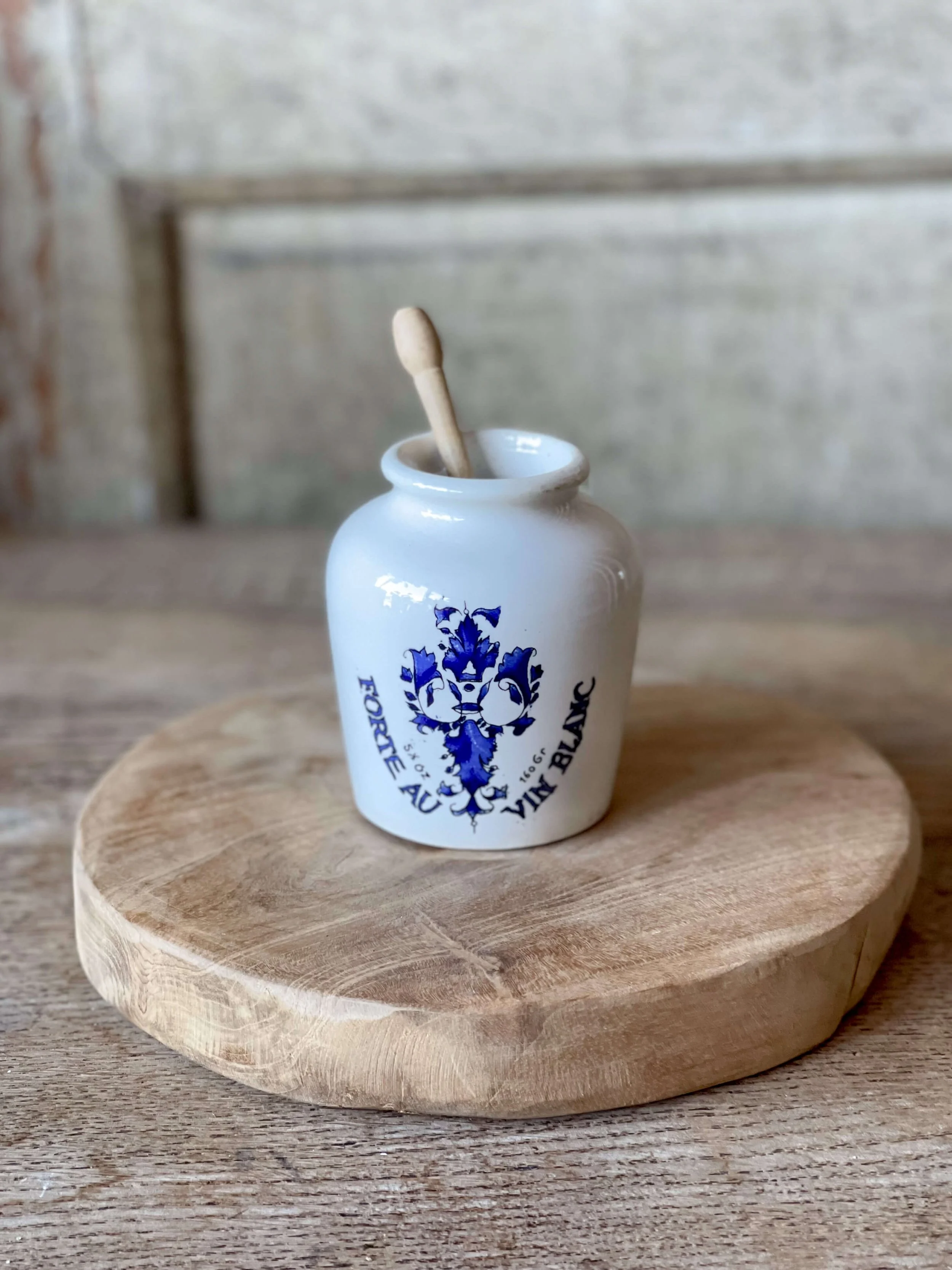 Authentic Grey Poupon Vintage Mustard Jar : Moutarde Fine de Dijon 1777 : Forte Au Vin Blanc
