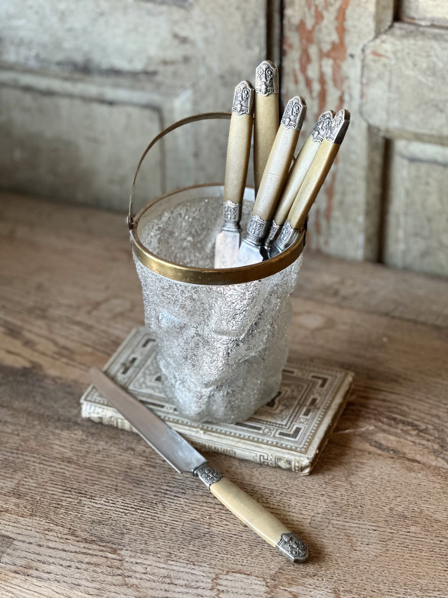 vintage-french-bone-handle-knife-crackle-glass-brass-ice-bucket.jpg