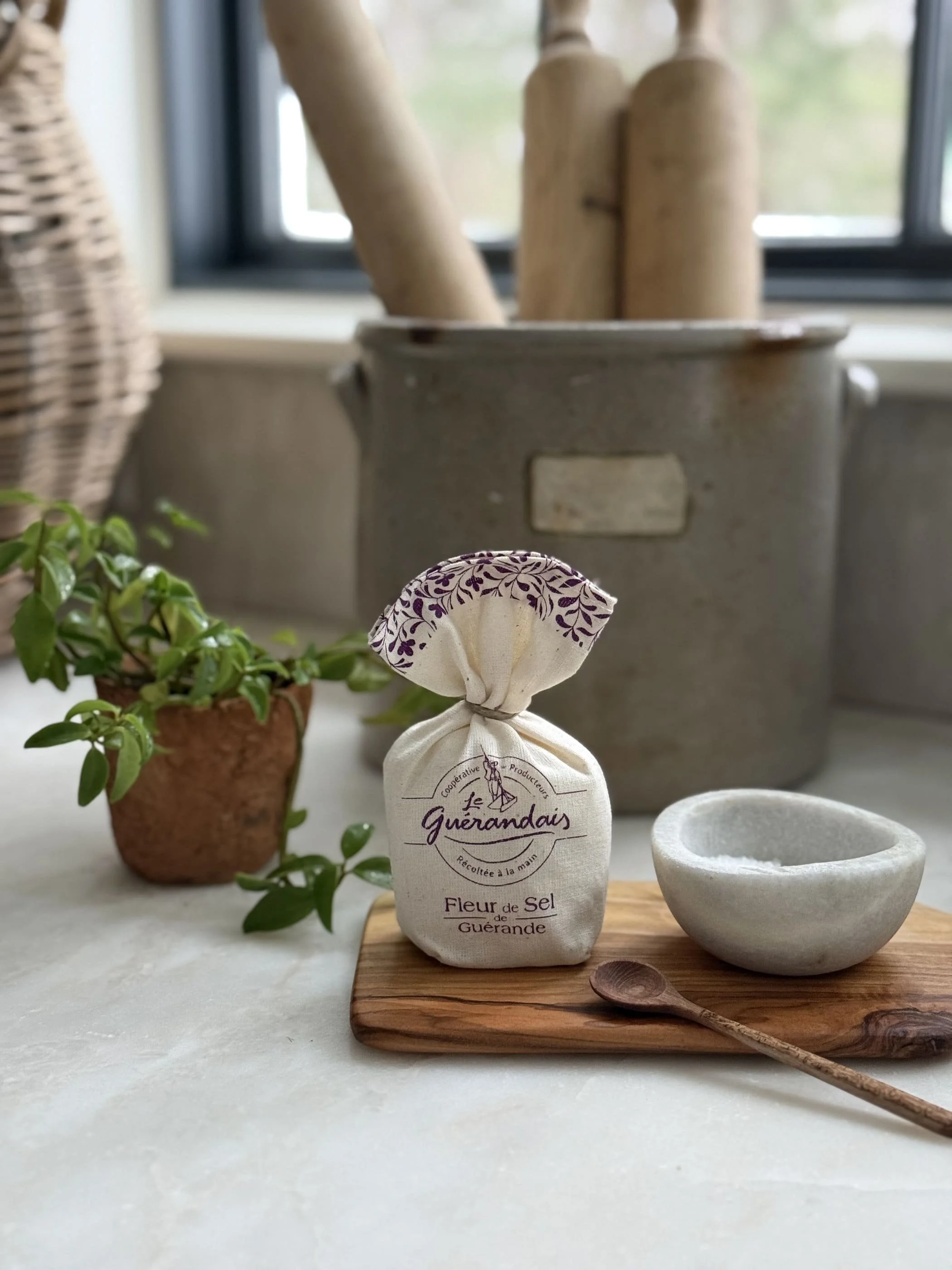 french sea salt olive wood spoon cutting board