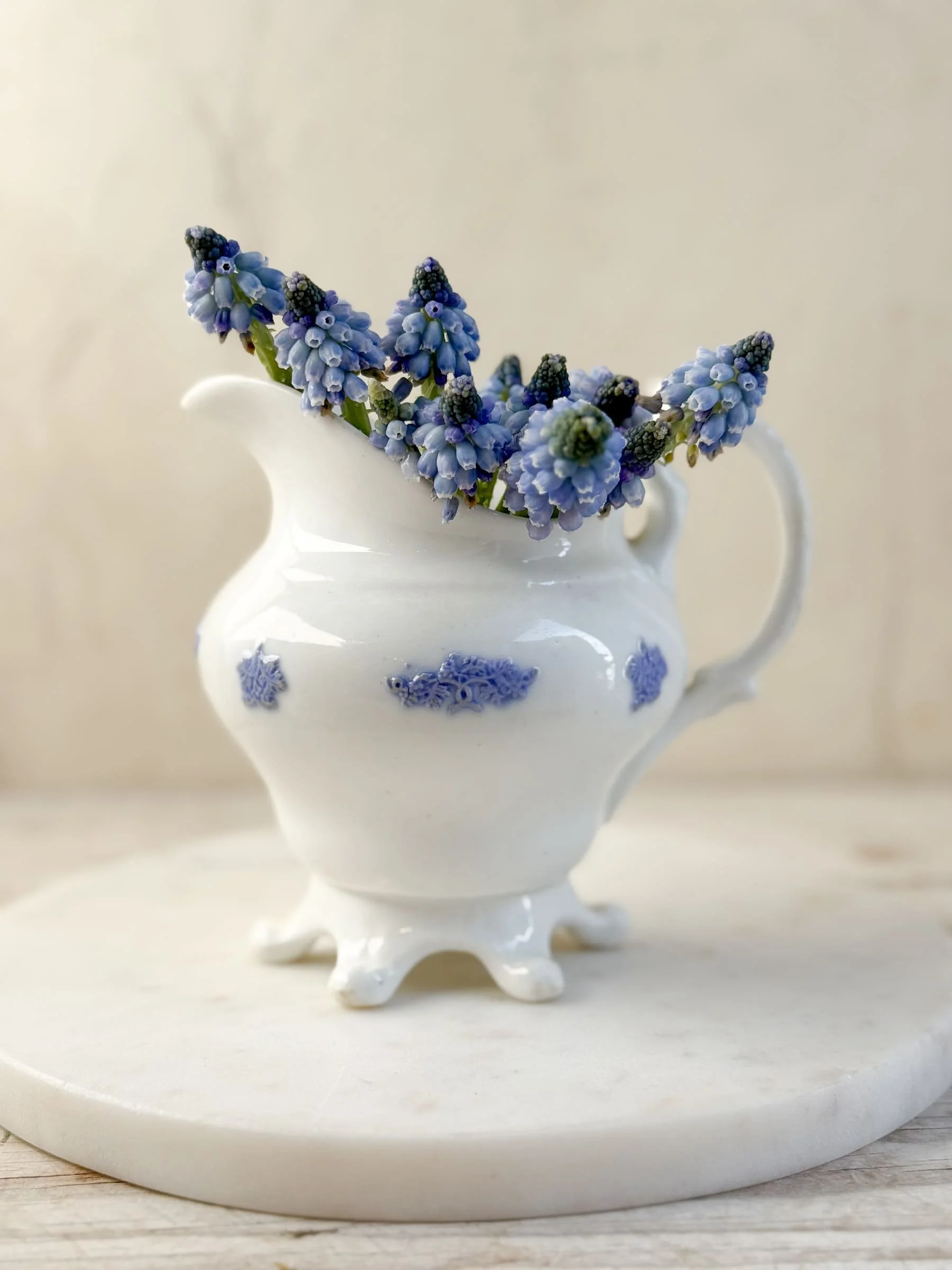 Antique Blue & White Porcelain Transferware Creamer Pitcher