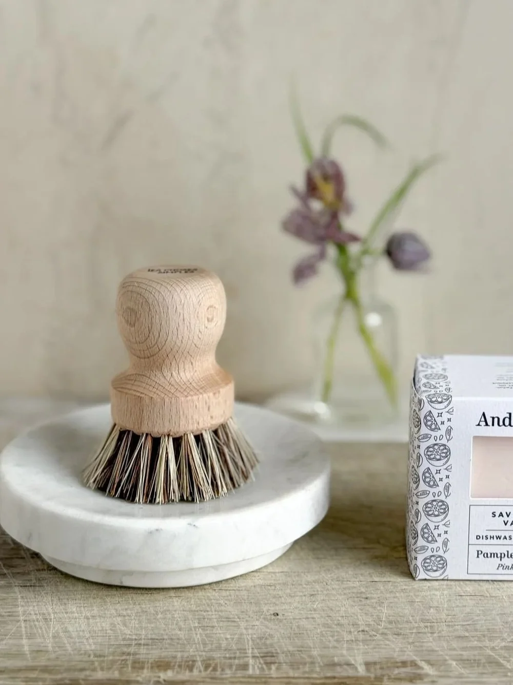 Beechwood Kitchen Pot Brush | Natural Bristle Pot Washing Brush