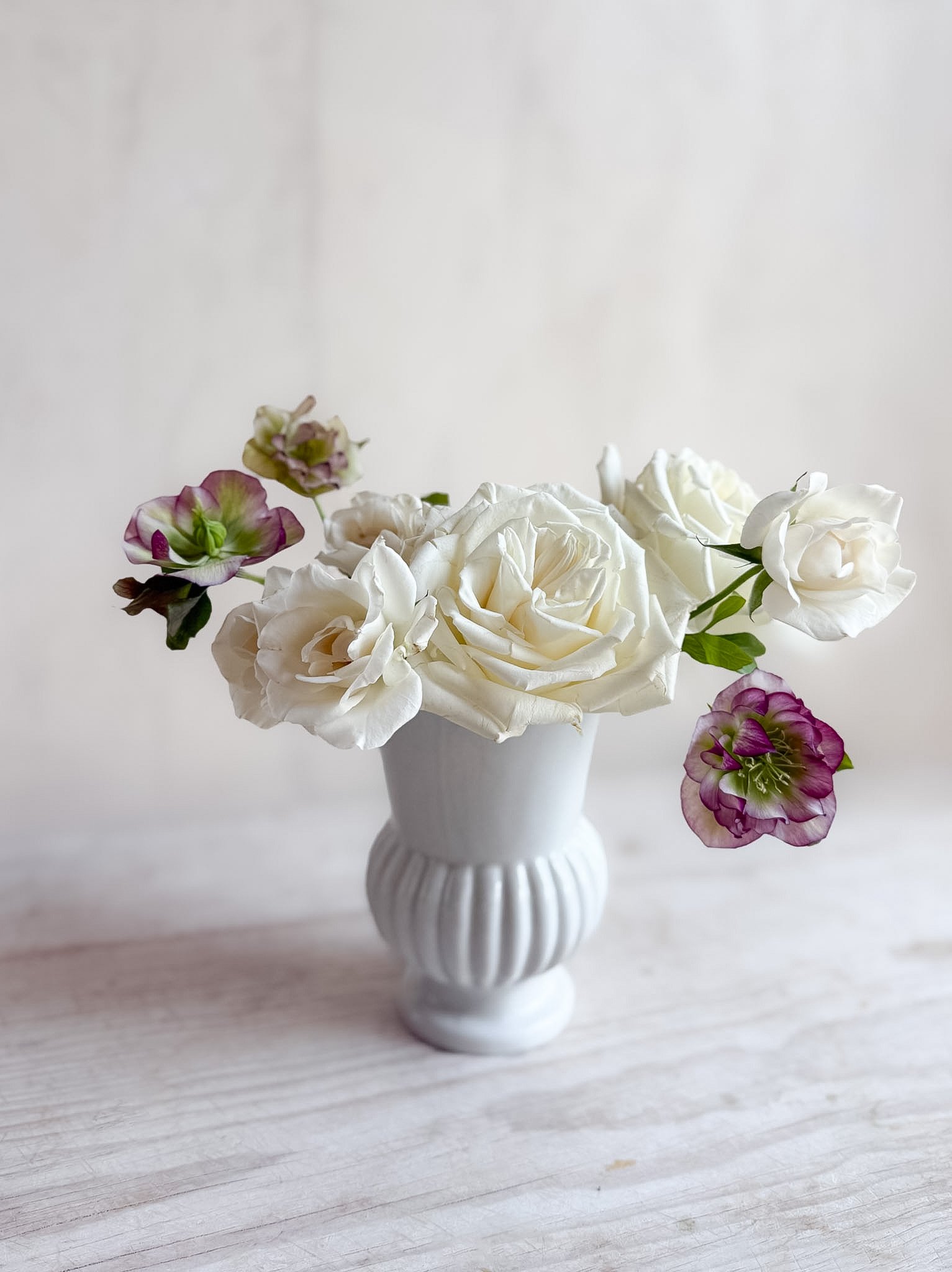Alix D. Reynis Handmade French Limoges White Porcelain Godron Footed Vase