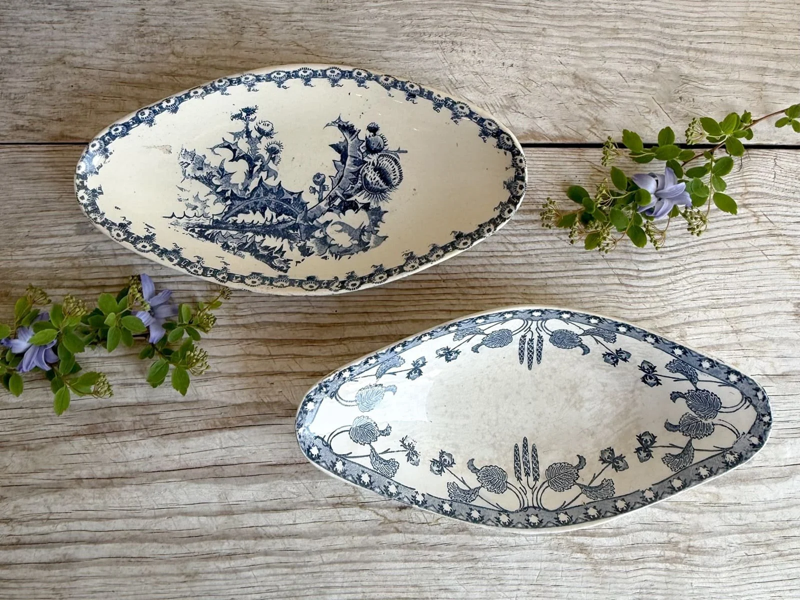 Antique French Ravier Dishes | Sarreguemines Gien Terre de Fer Relish Serving Plates