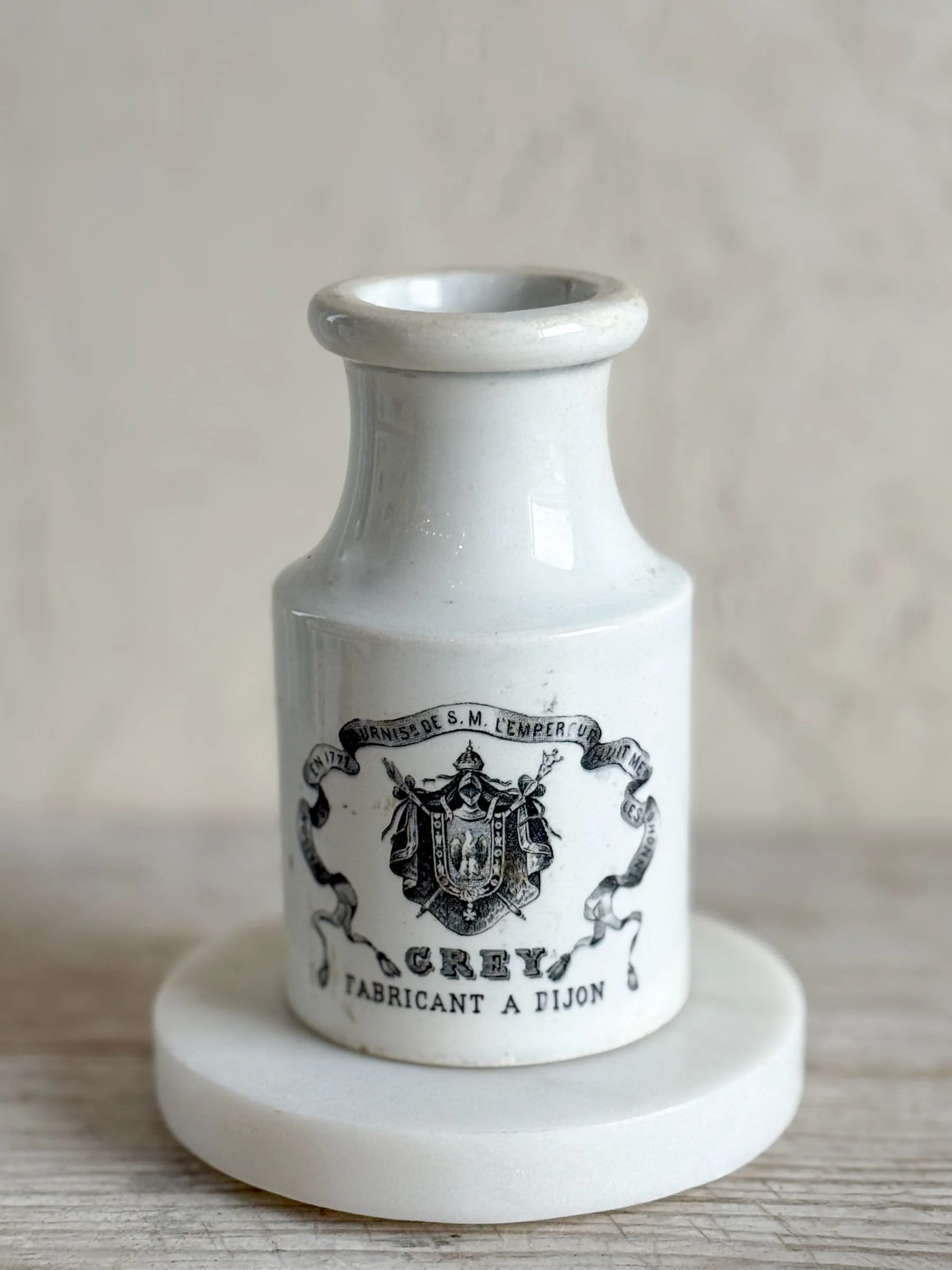 Rare Antique French Ironstone Grey Poupon Dijon Mustard Jar - Creil et Montereau