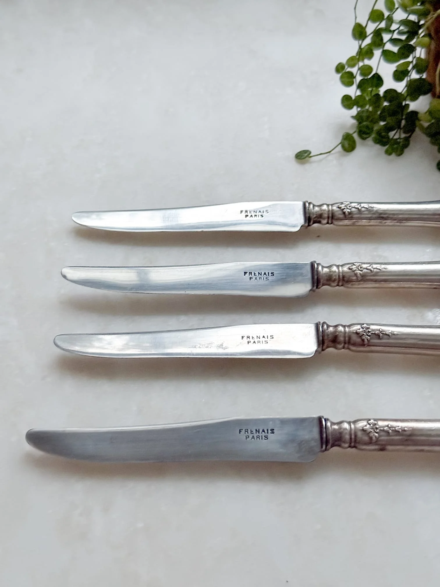 Antique French Silverplate Louis XVI Paris Knife Set of 9 | Paris France