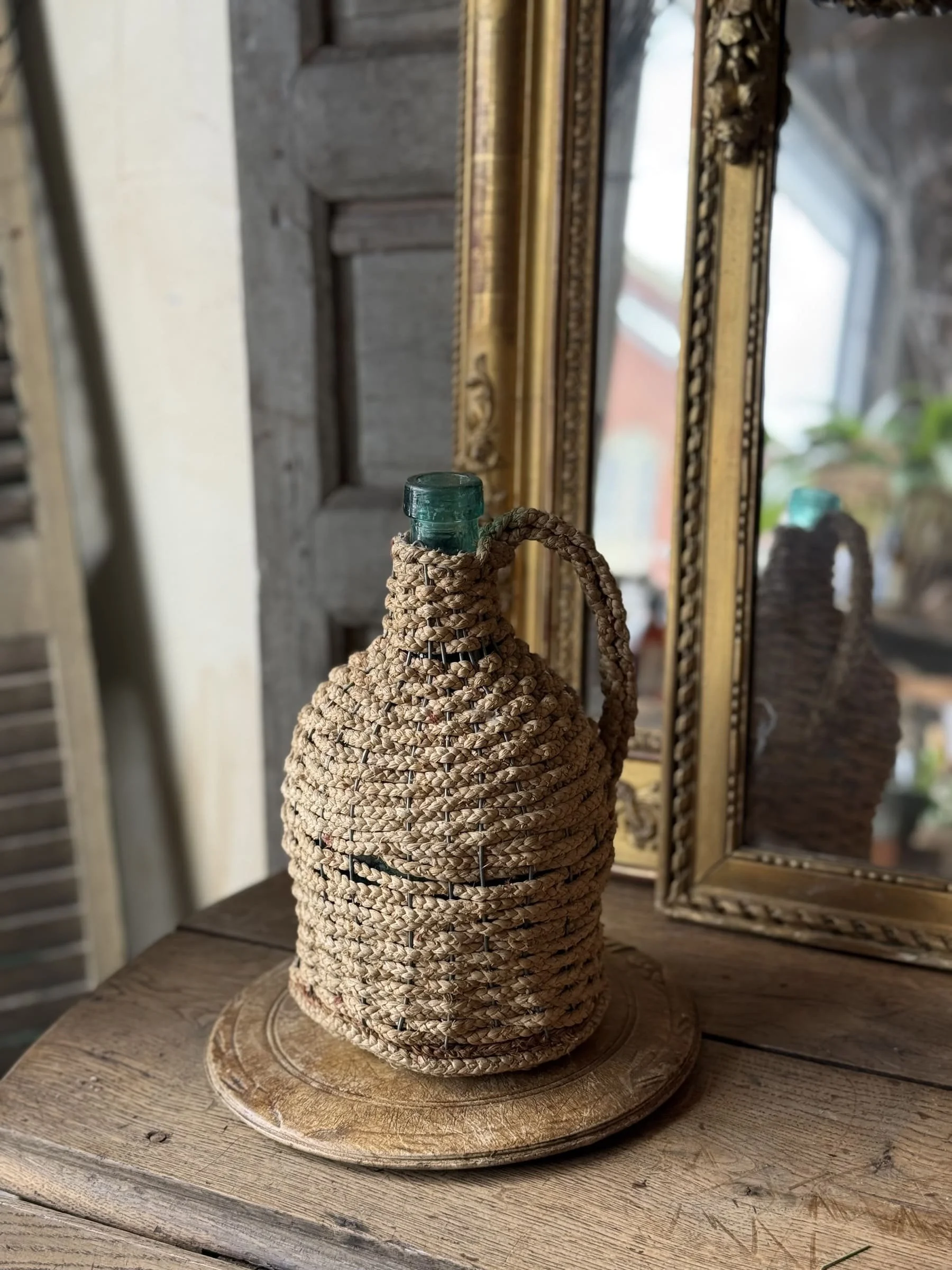 Vintage Wicker Demijohn Wine Bottle Jug