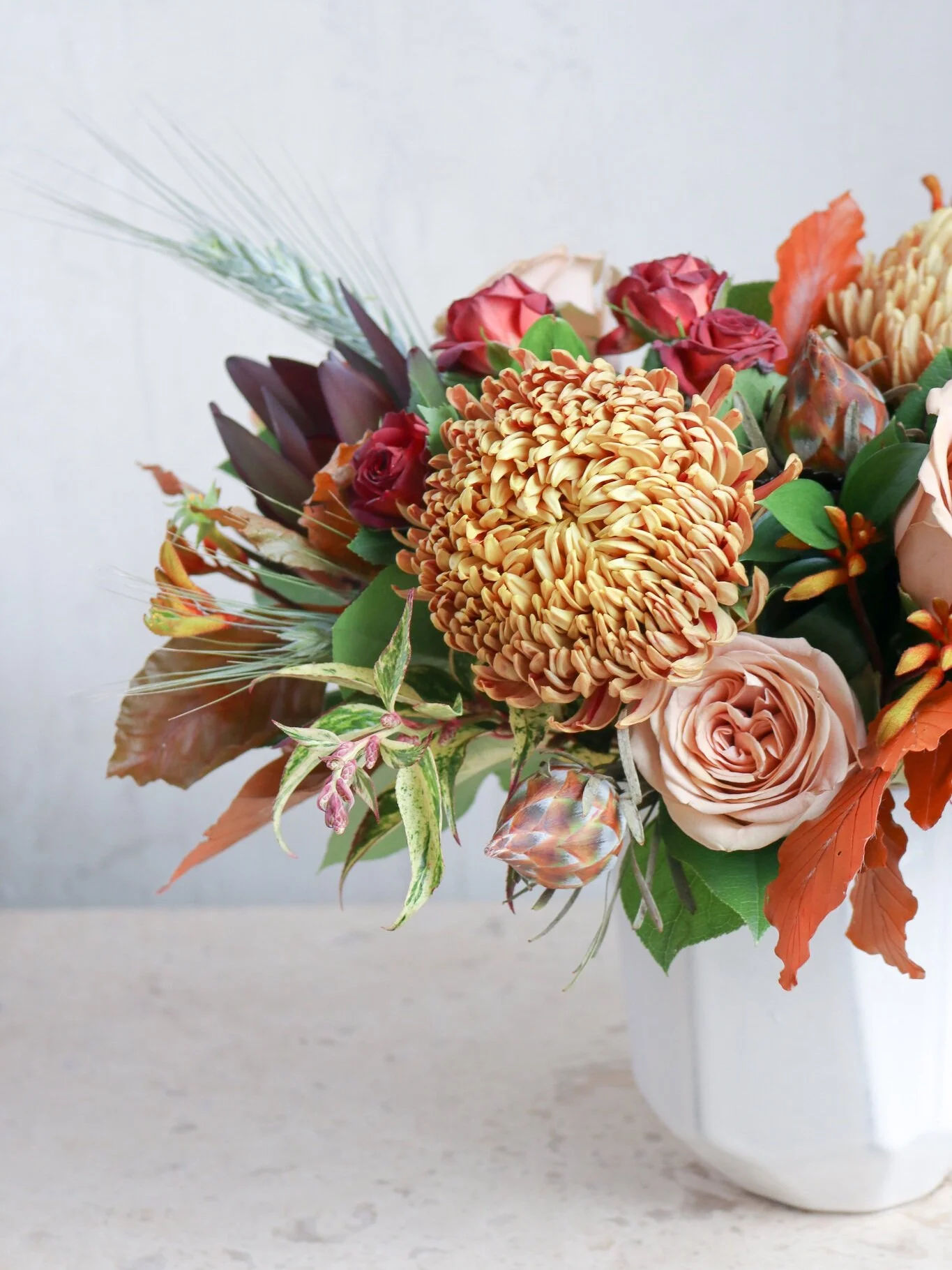 fall flowers autumn floral arrangement orange mums table centerpiece les fleurs florist local delivery andover