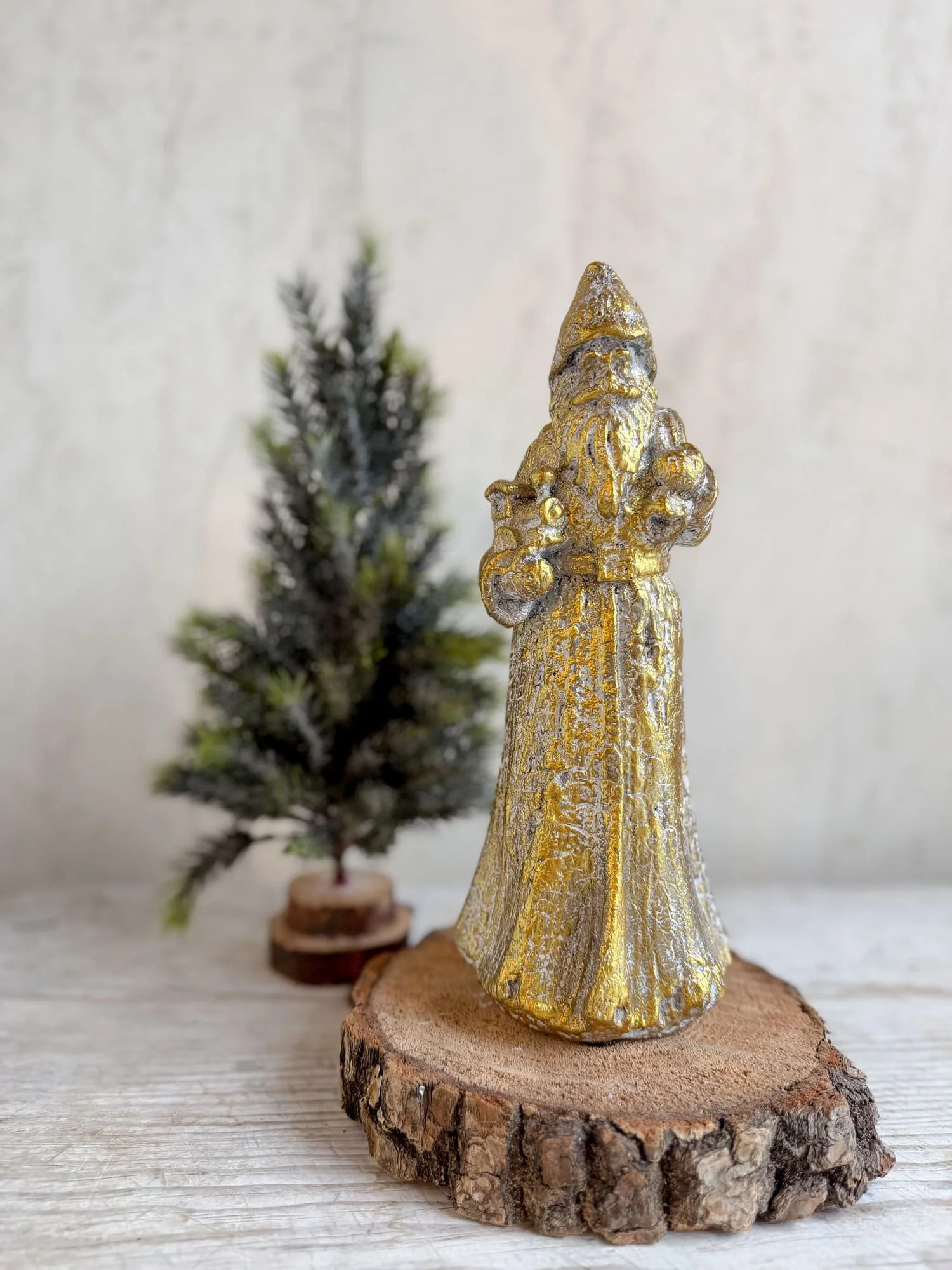 Gilded Saint Nicholas Figurine | Christmas Decor Statue