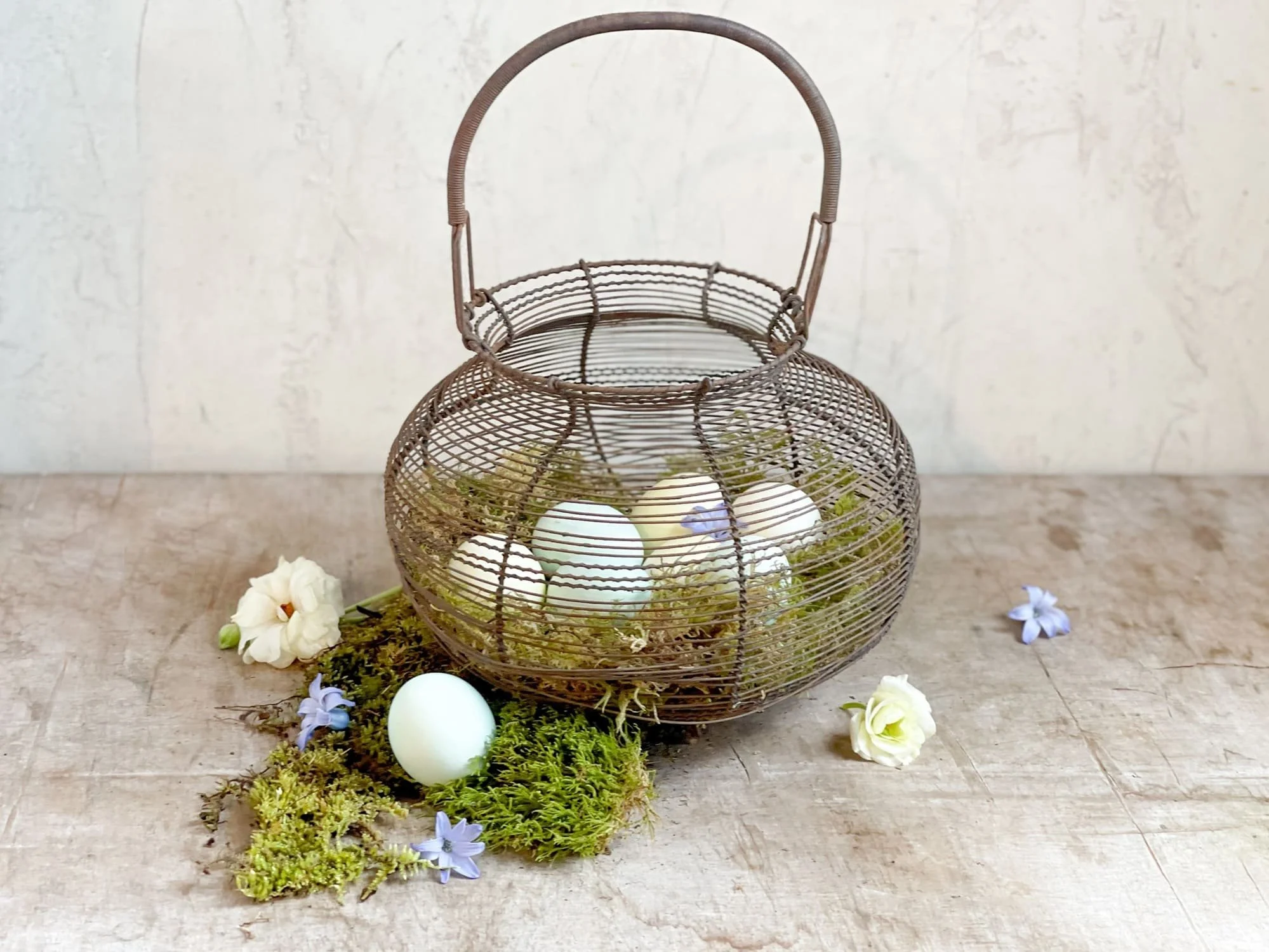 antique french wire egg basket