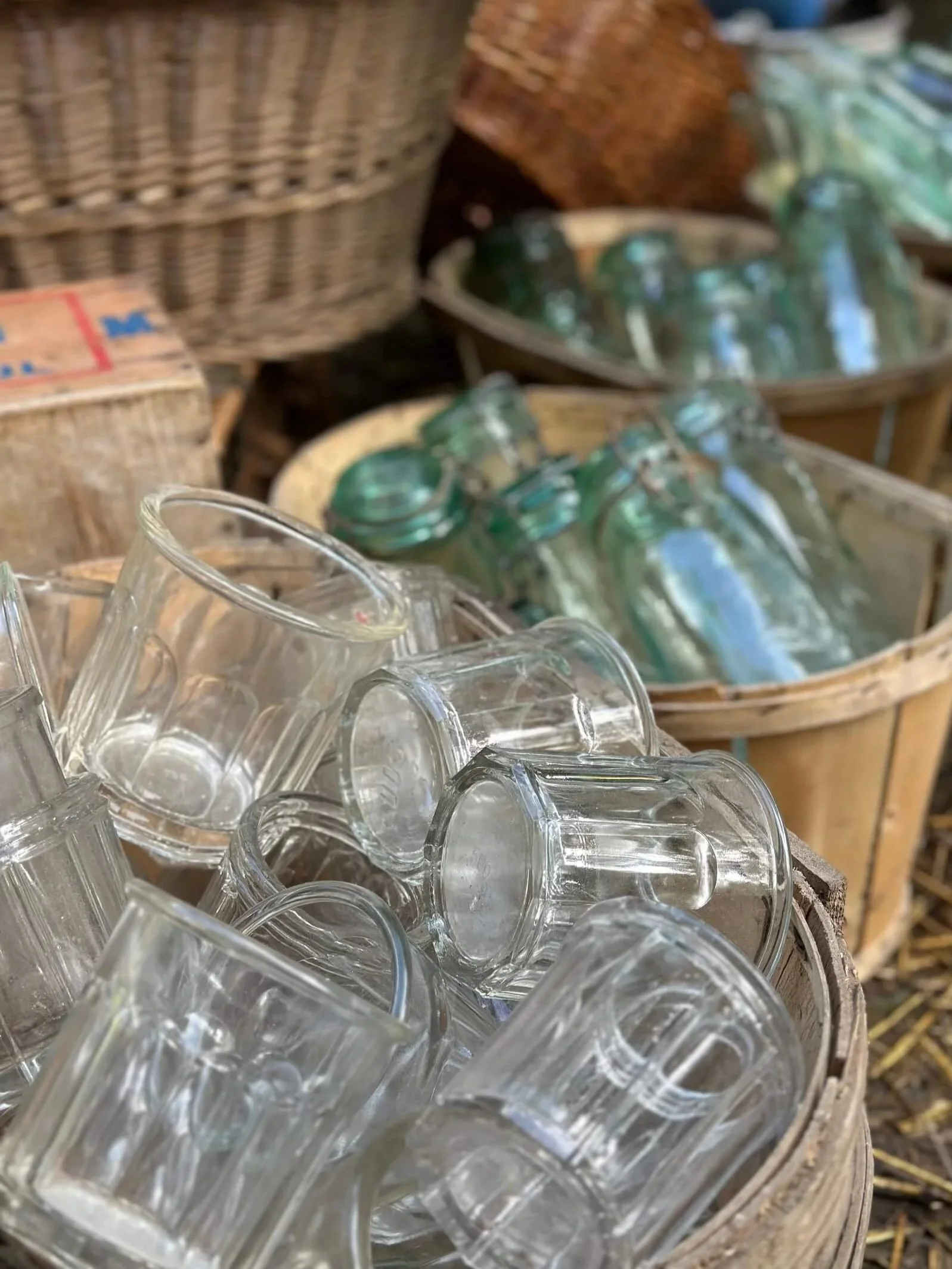 French Vintage Ribbed Glass Jam Jar, Confiture Pot, Jelly Preserving Jar