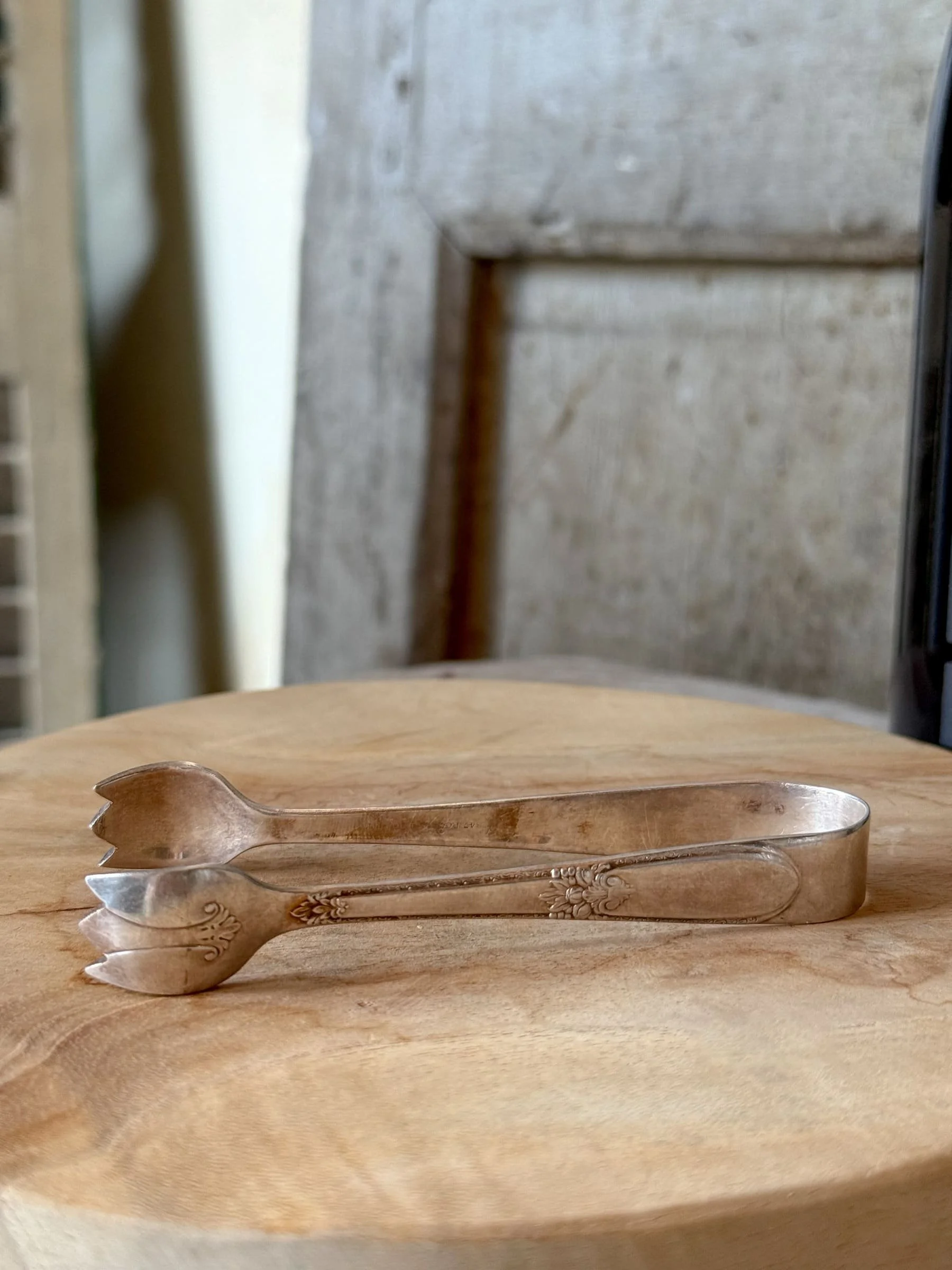 Vintage French Silver Plated Sugar Tongs | Claw Talon Shell Designs