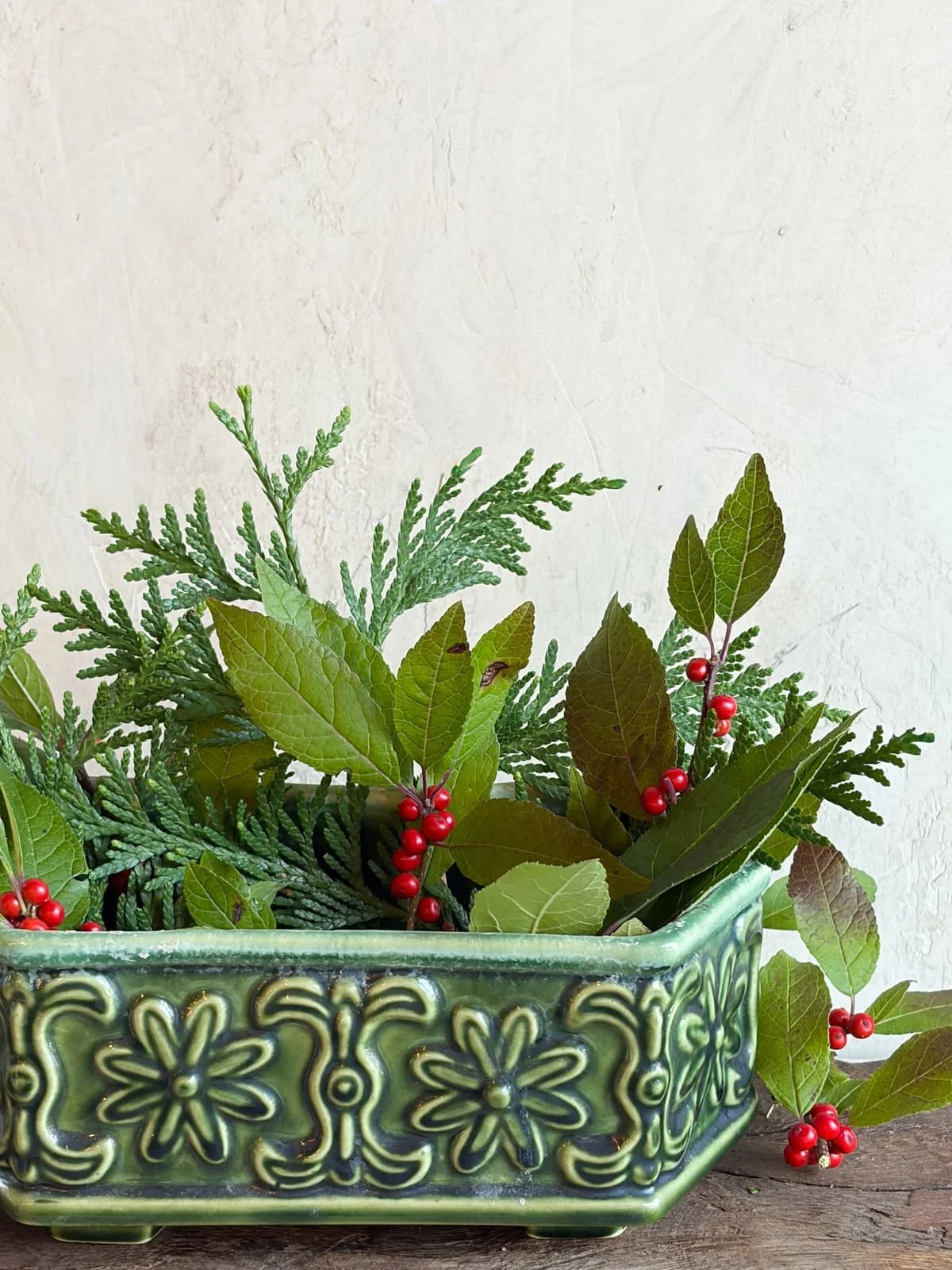 Vintage Art Deco Green Majolica Glaze Ceramic Jardiniere Planters