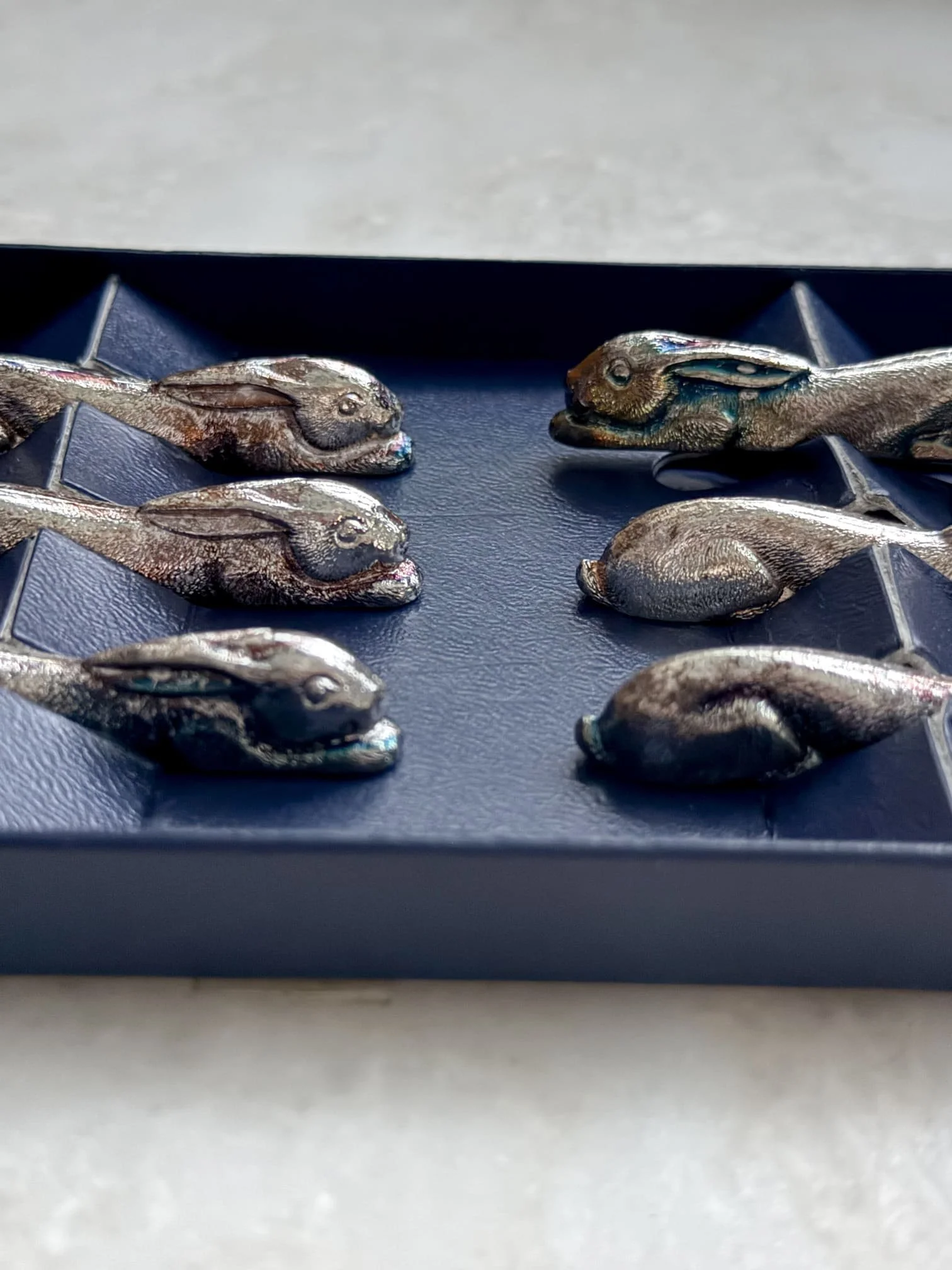 Vintage French Art Deco Rabbit Shaped Knife Rests - Set of 6