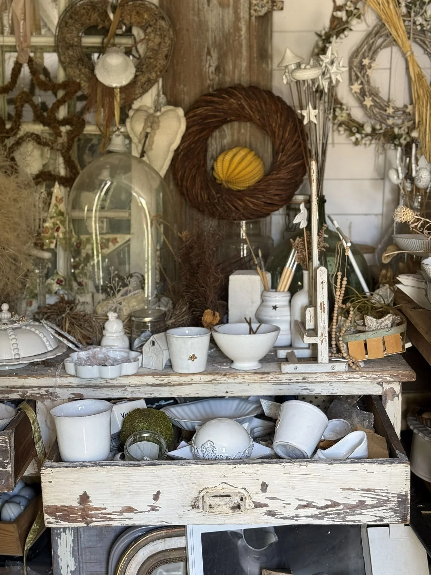 provence handmade pottery reves d'argile ceramics old farm table wreath