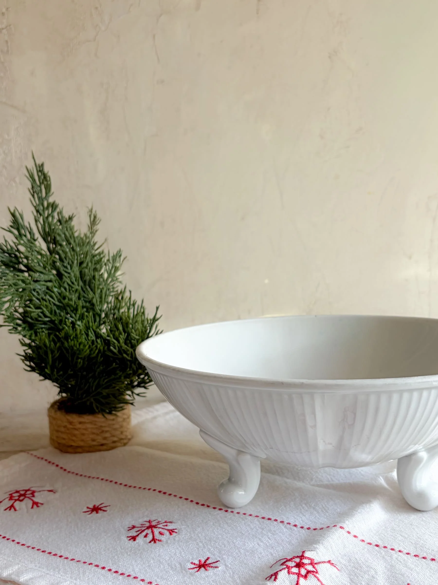 Vintage Pillivuyt French Porcelain Footed Berry Strainer Bowl