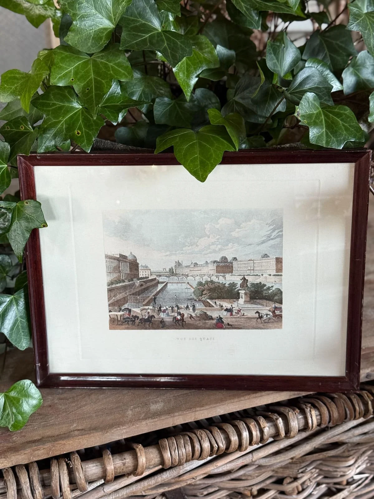 Vintage French Lithograph Print "Vue de Quais" | Paris Pont Neuf View from the Left Quays