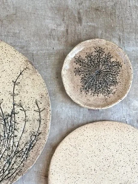 Botanical Pressed Artisan Pottery Soap Dish
