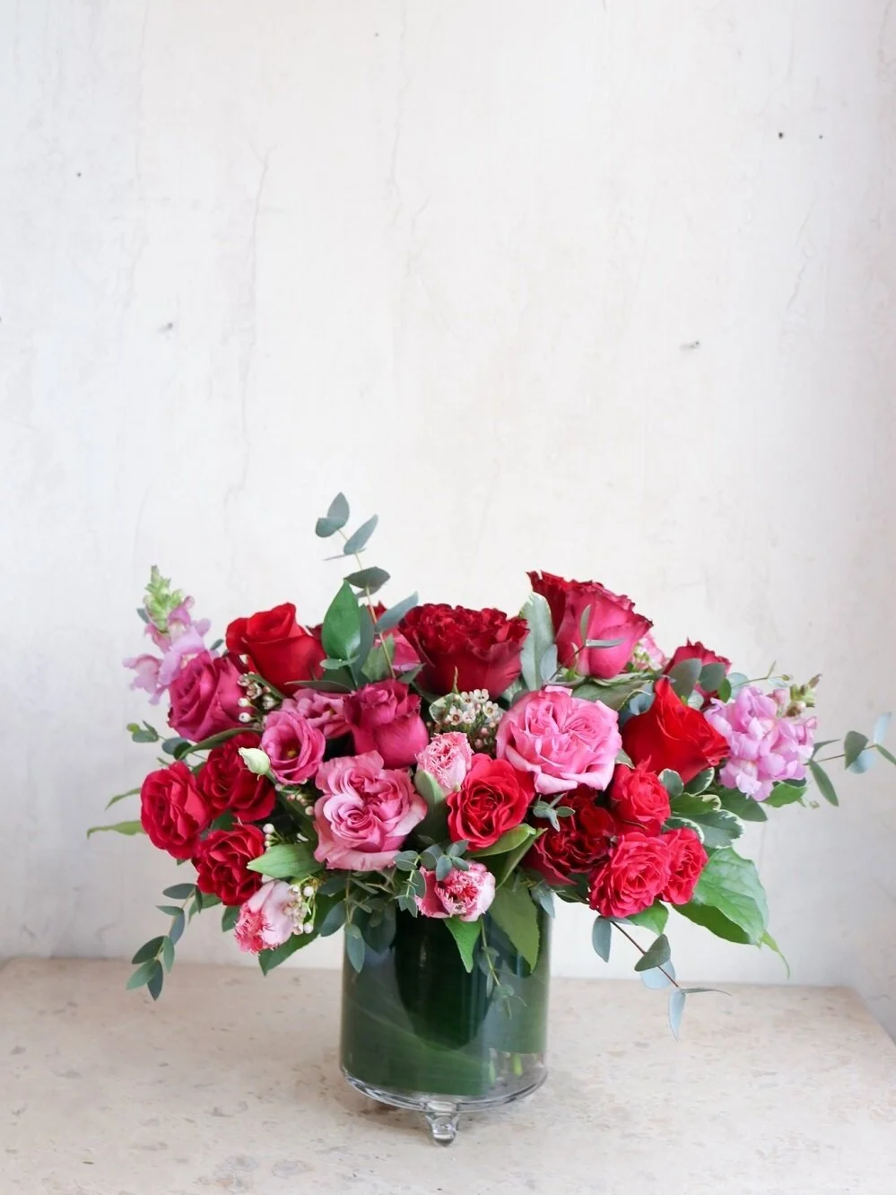 beautiful red and pink flower arrangement roses dutch tulips flower delivery near andover ma (Copy)