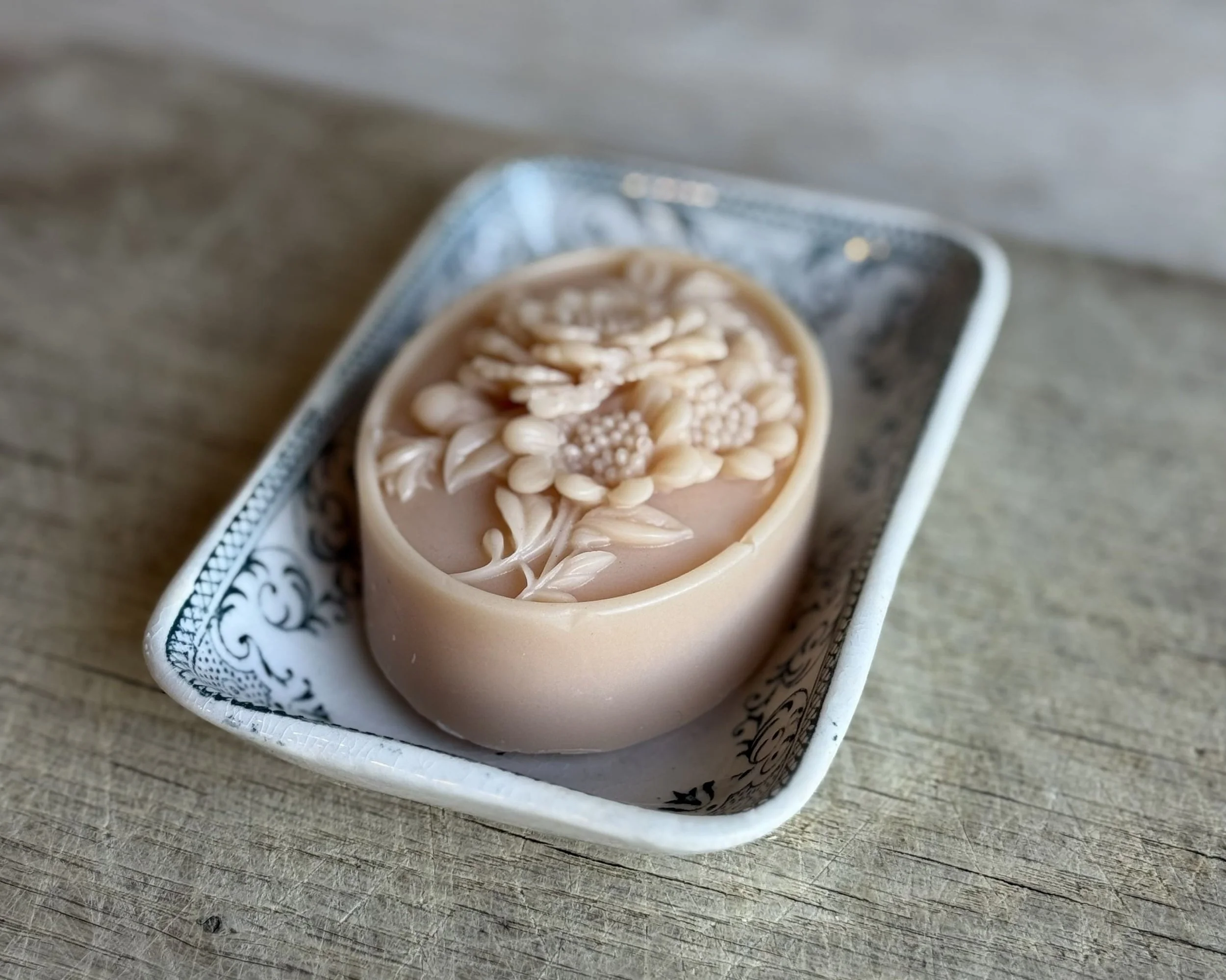 pink floral cameo soap rose scented bath soap