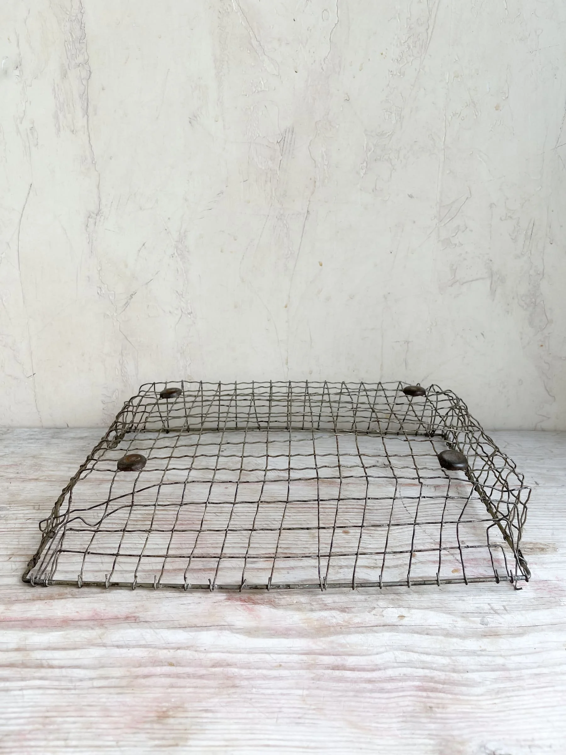 Vintage French Wire In/Out Letter Tray Paper File Organizer Catch