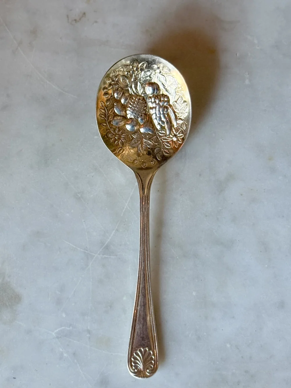 Sheffield Serving Spoon Cased Set 6 Sterling Silver Teaspoons