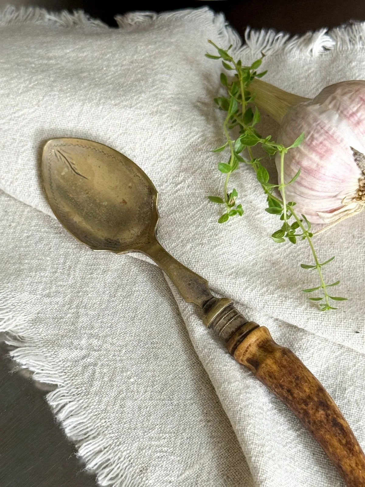 silverplated-jam-spoon-antler-horn-handle-linen-napkin.jpeg