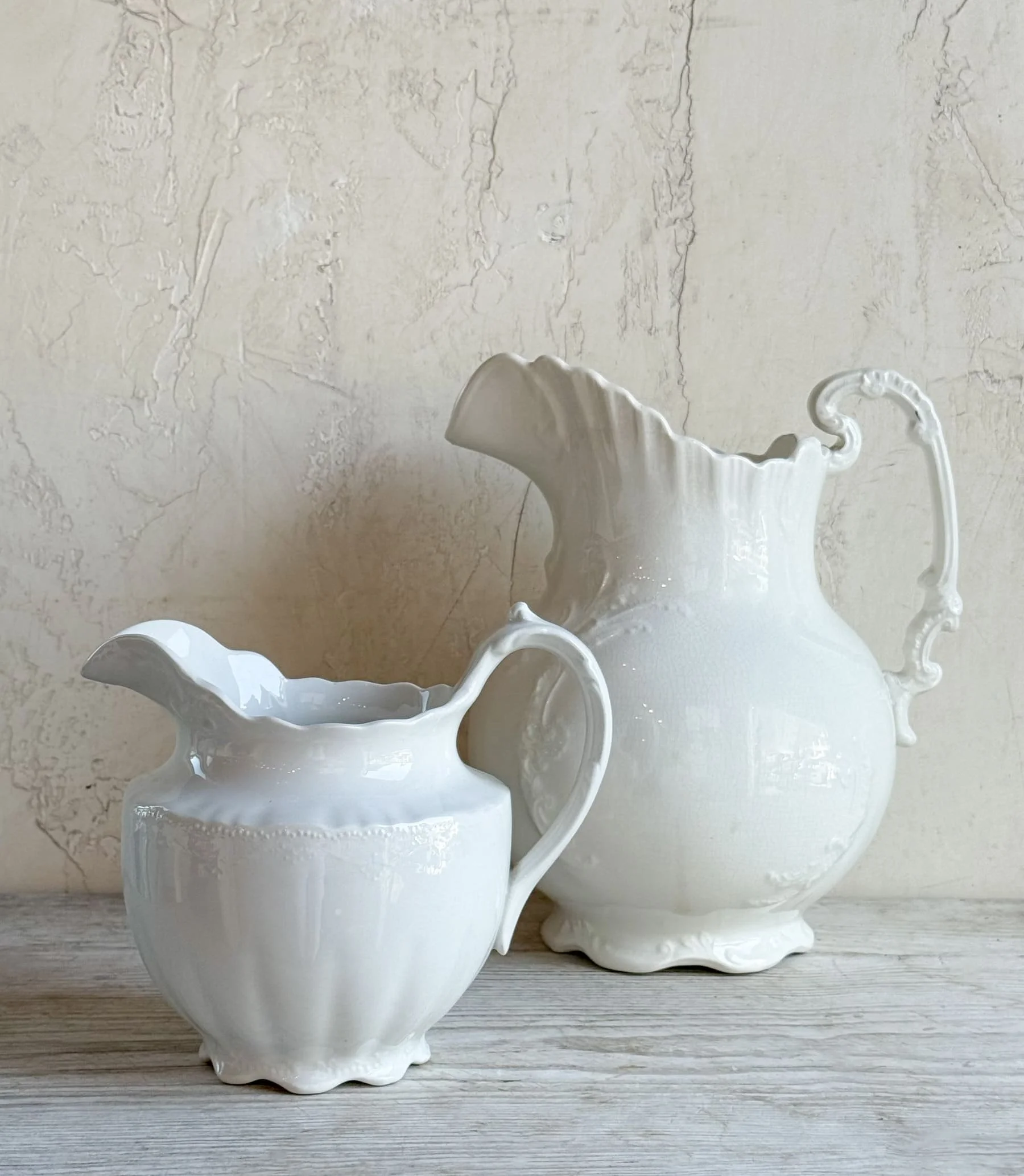 Antique White Ironstone Pitchers
