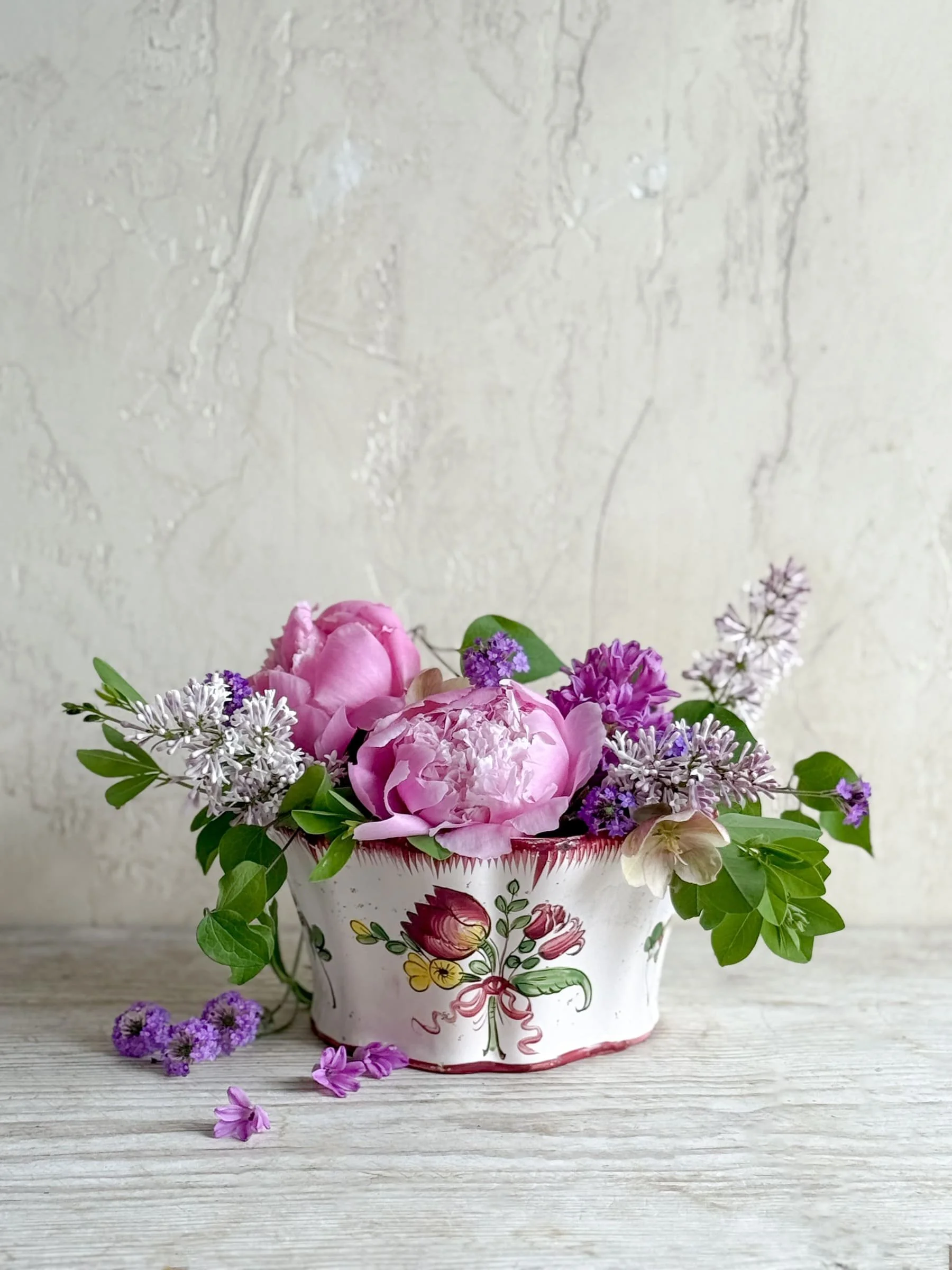 Vintage Wall Pocket Flower Frog Vase | French Earthenware Pottery Vase