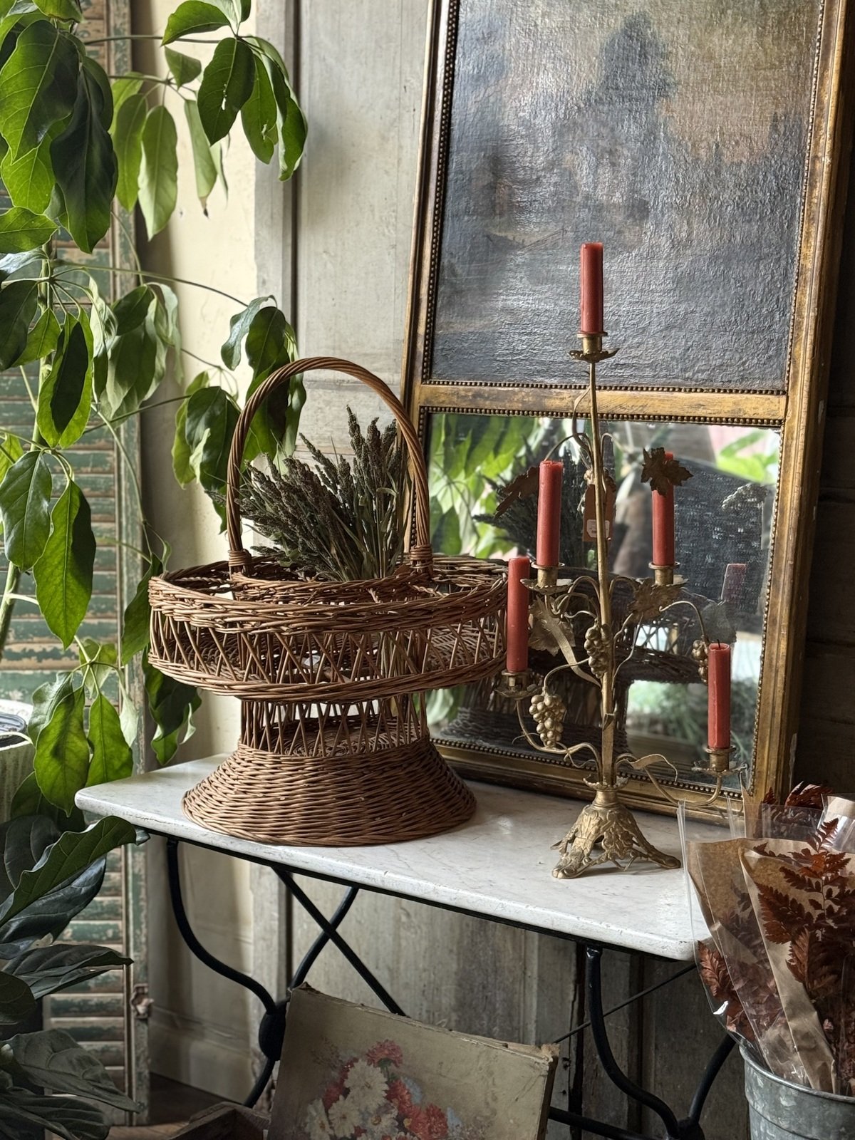 french cocktail basket brass candelabra trumeau mirror