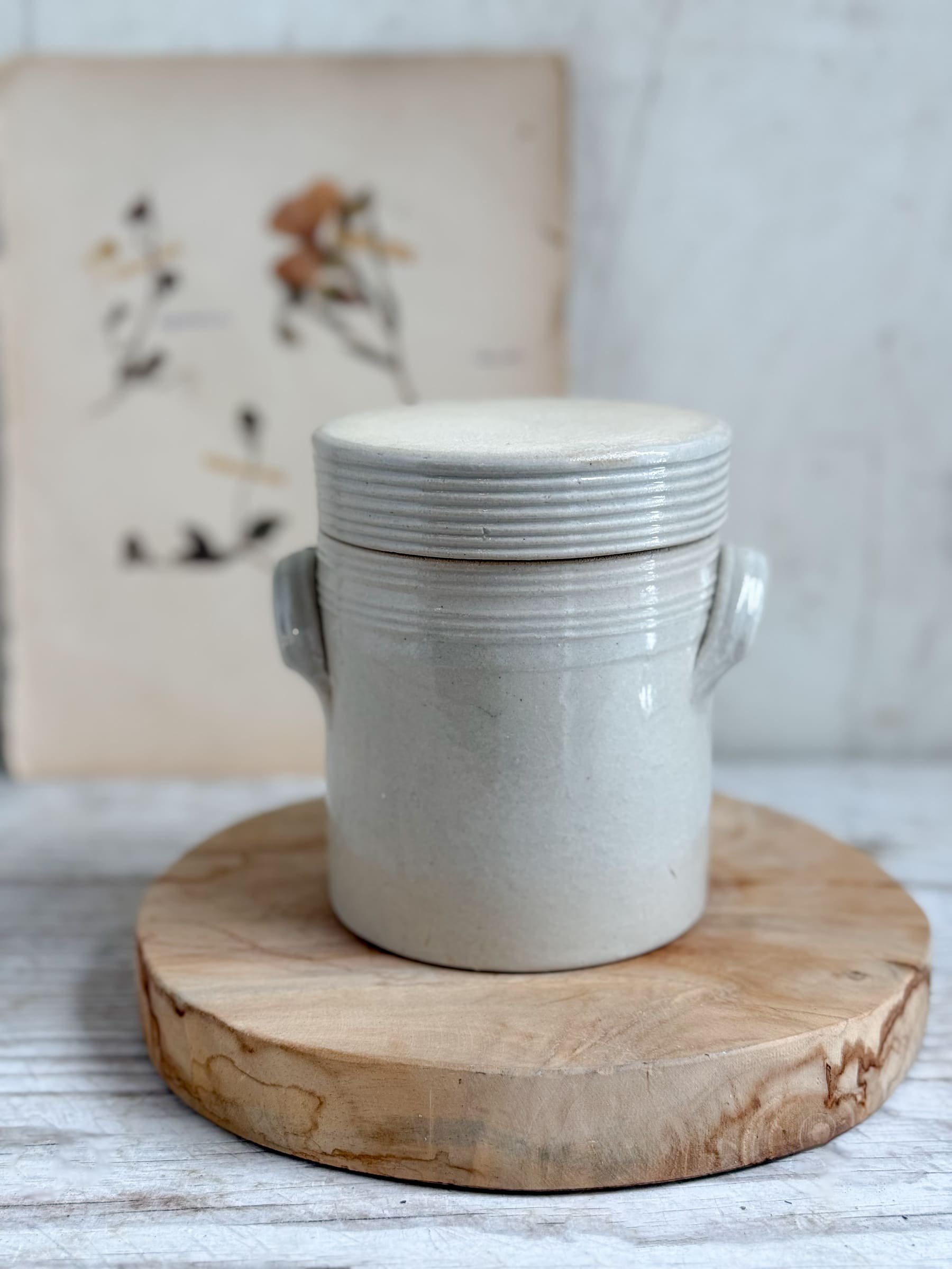 Antique Stoneware Crock with Lid - Pont des Vernes Pottery