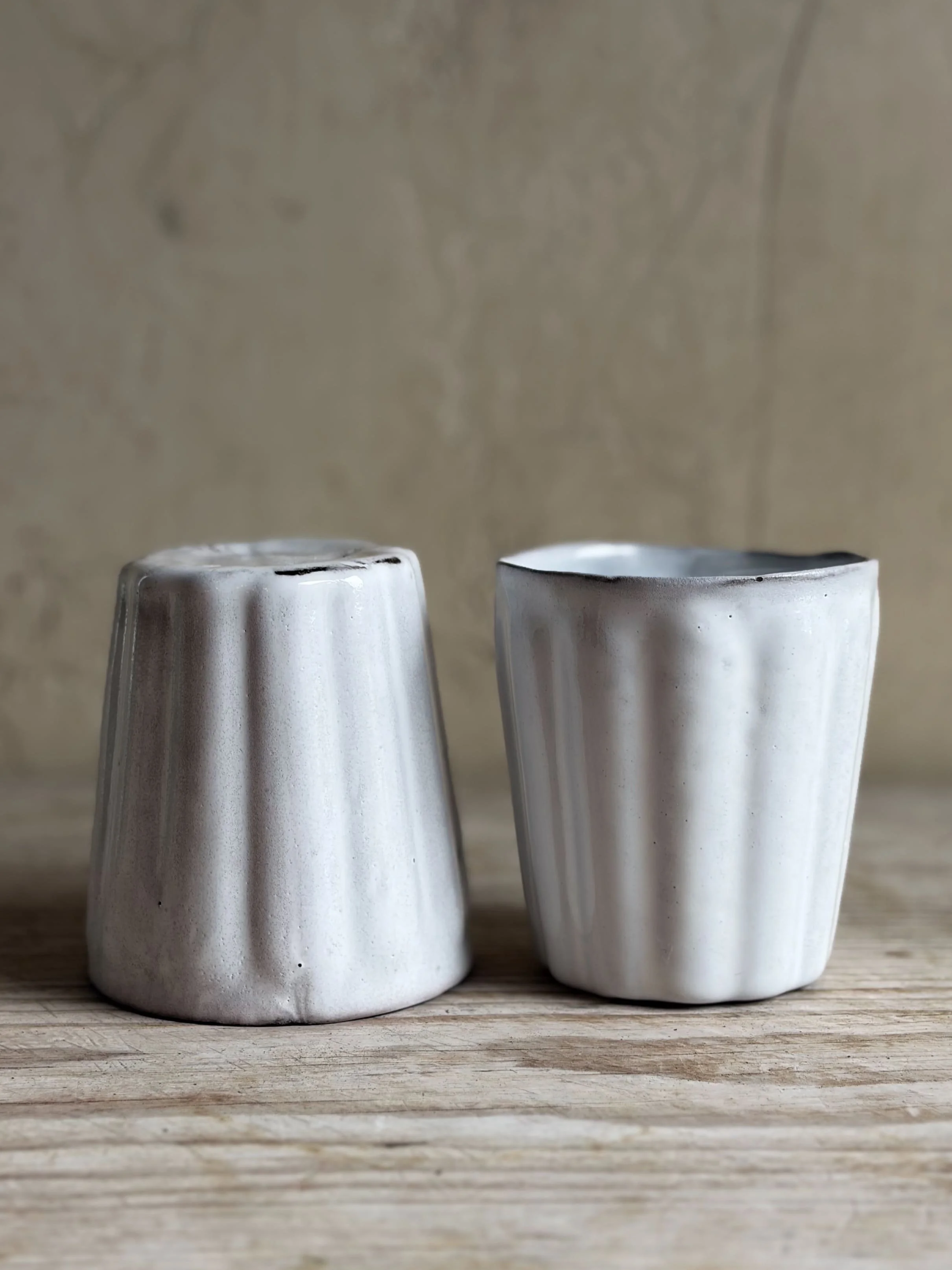Reves d'Argile Ribbed Cup Vase |  White Majolica Glazed Provence Pottery