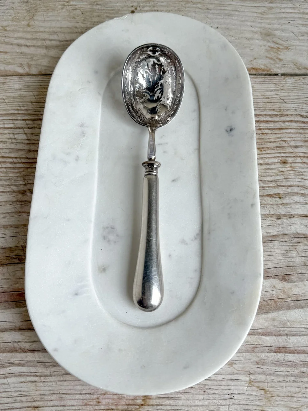 Antique French Minerva Silver Pierced Serving Spoons | Philippe 