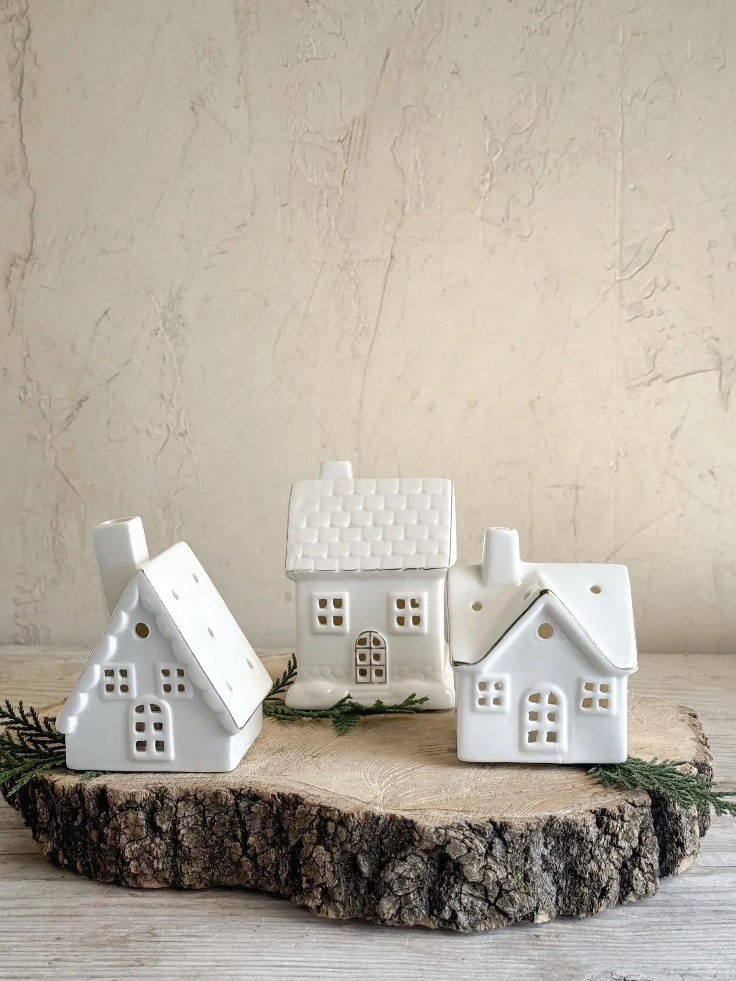White Ceramic Lighted House with LED Light