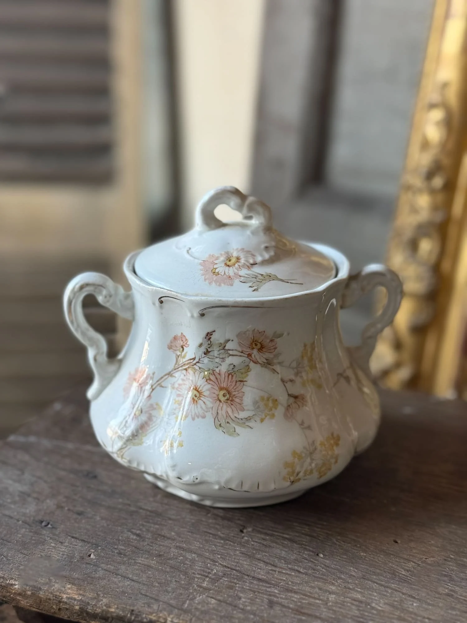 Antique English Porcelain Covered Sugar Bowl | Ridgways