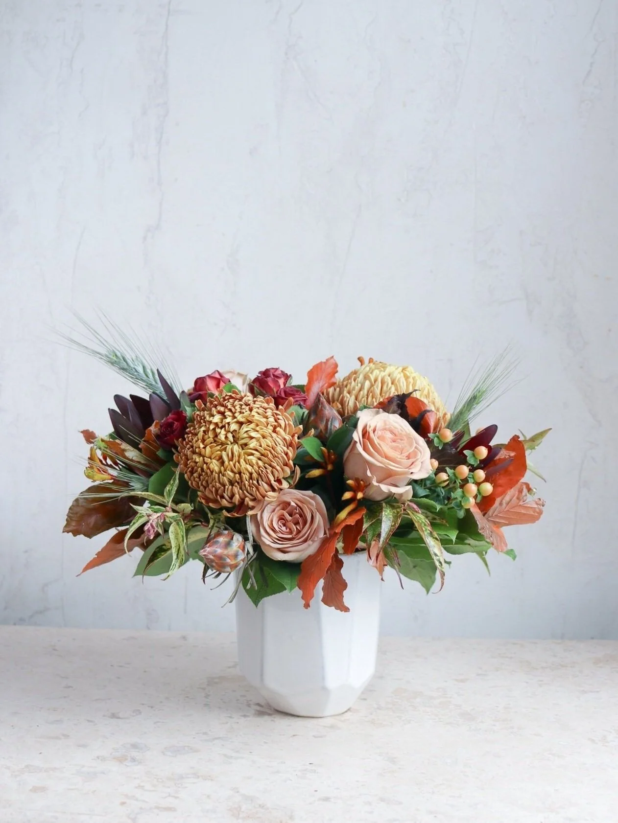 fall flowers autumn floral arrangement orange mums table centerpiece les fleurs florist local delivery andover