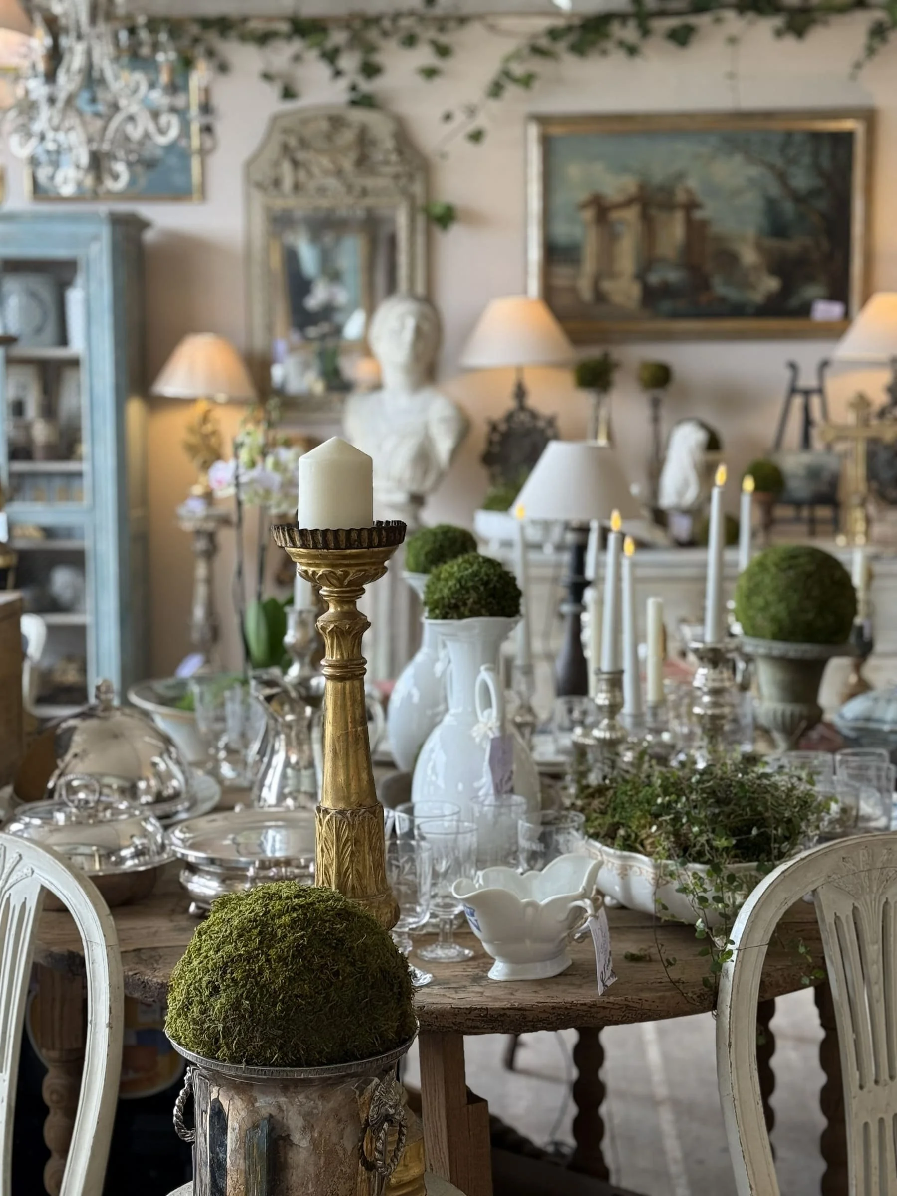paris antique shop brocante gilt candlestick french antiquing tour with sandra sigman les fleurs andover