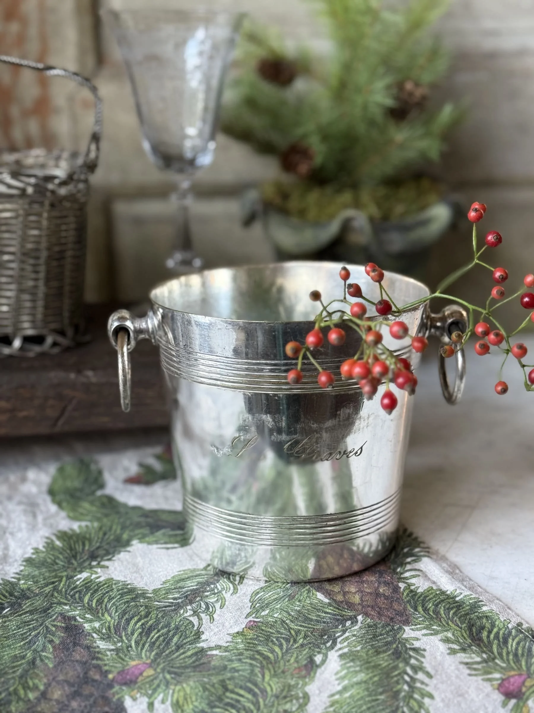 French Vintage Silver Champagne Bucket - Canard Duchene Winery