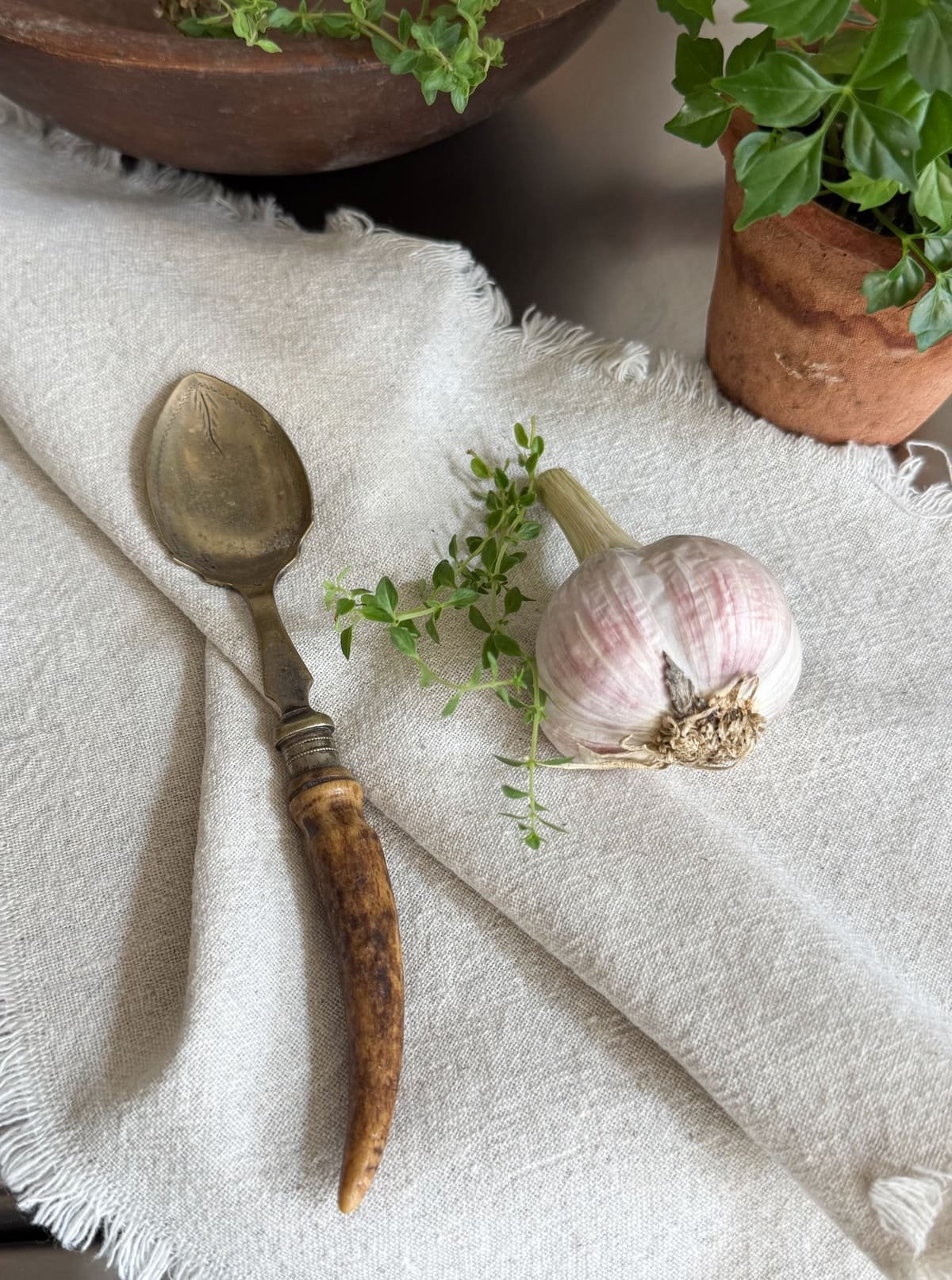 silverplated-jam-spoon-curved-antler-horn-handle-linen-napkin.jpg