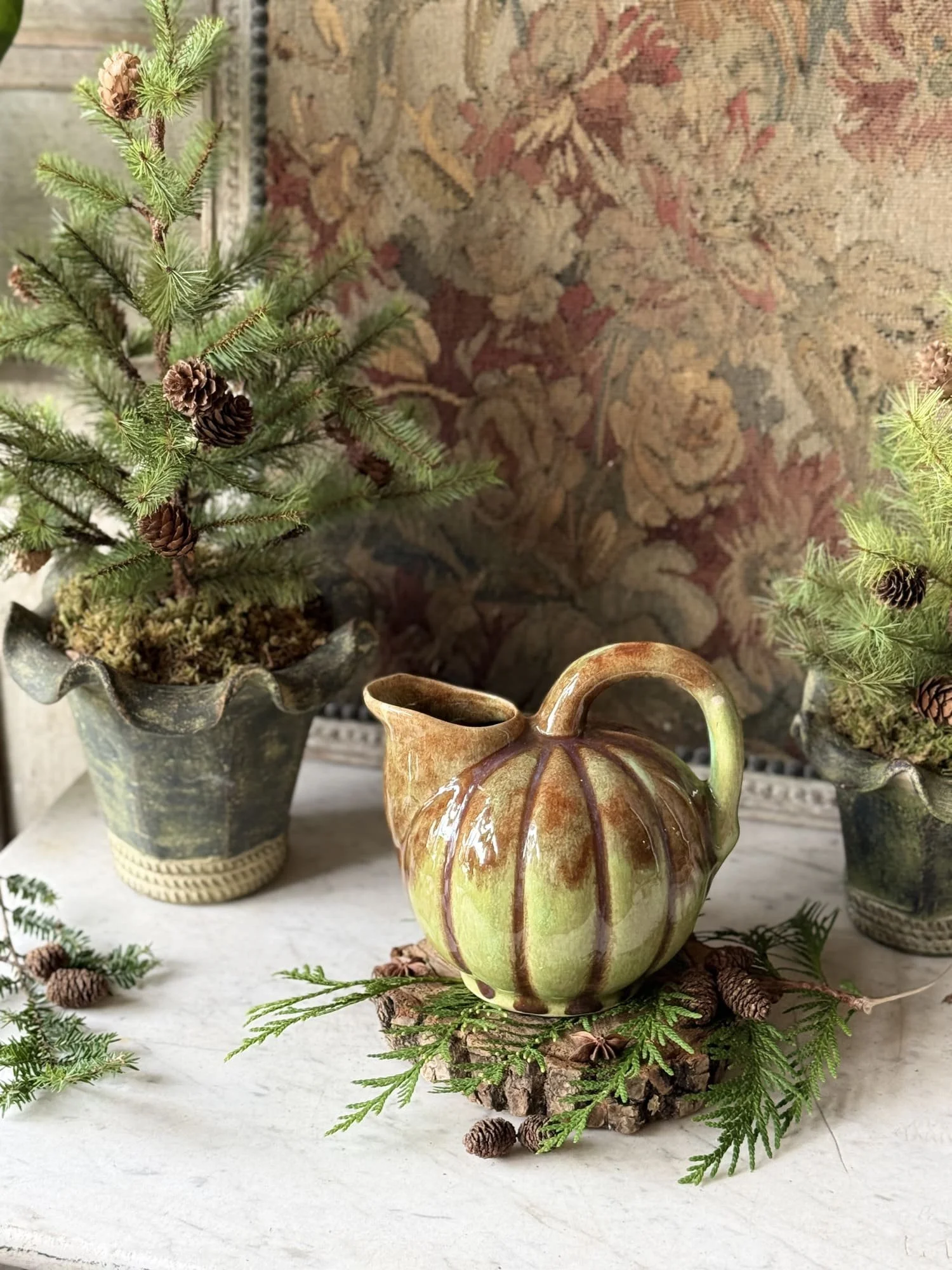 vintage-majolica-stoneware-ceramic-melon-gourd-pitcher-2.jpg