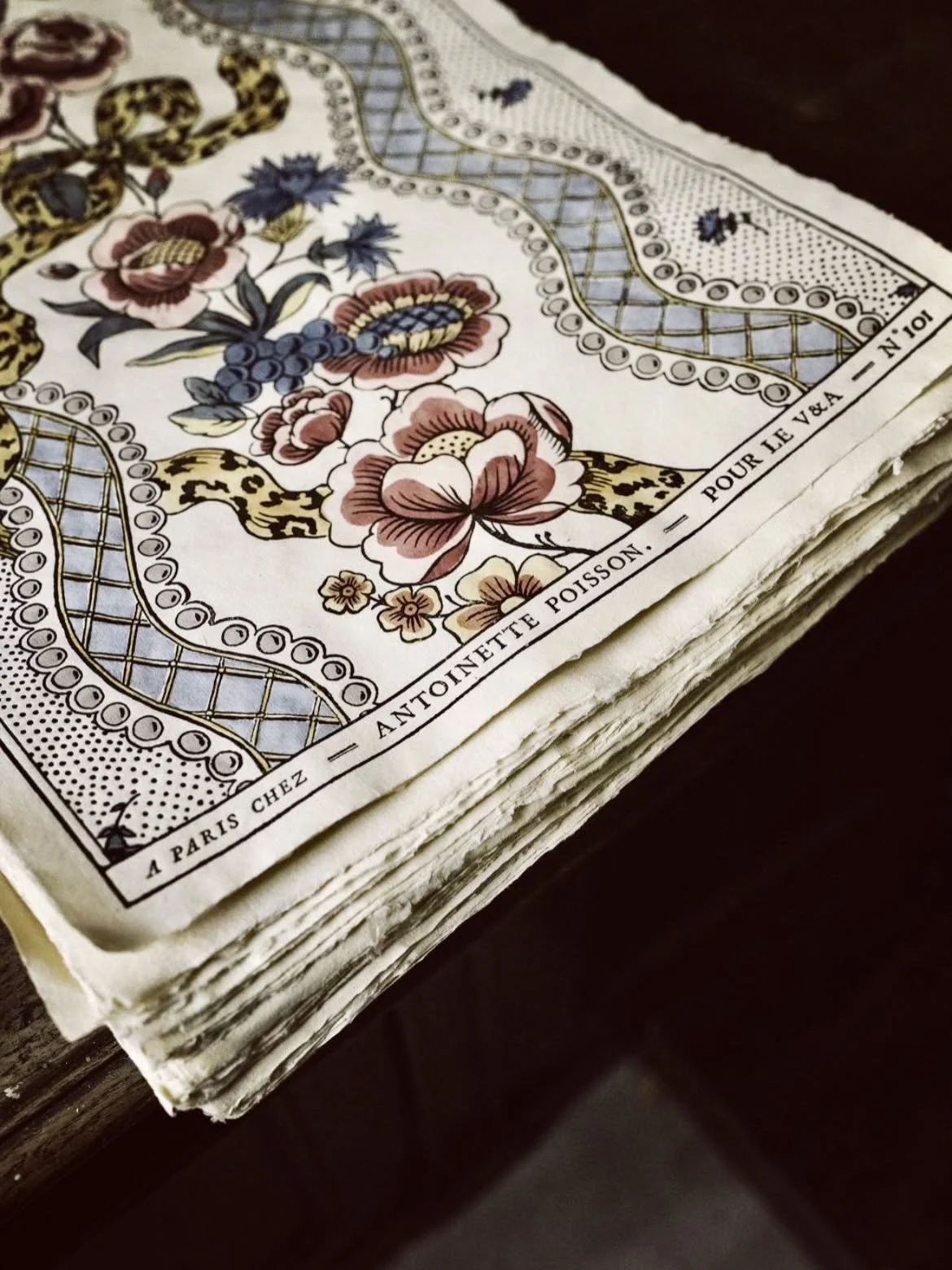 18th century patterns block printing domino paper technique antoinette poisson paris