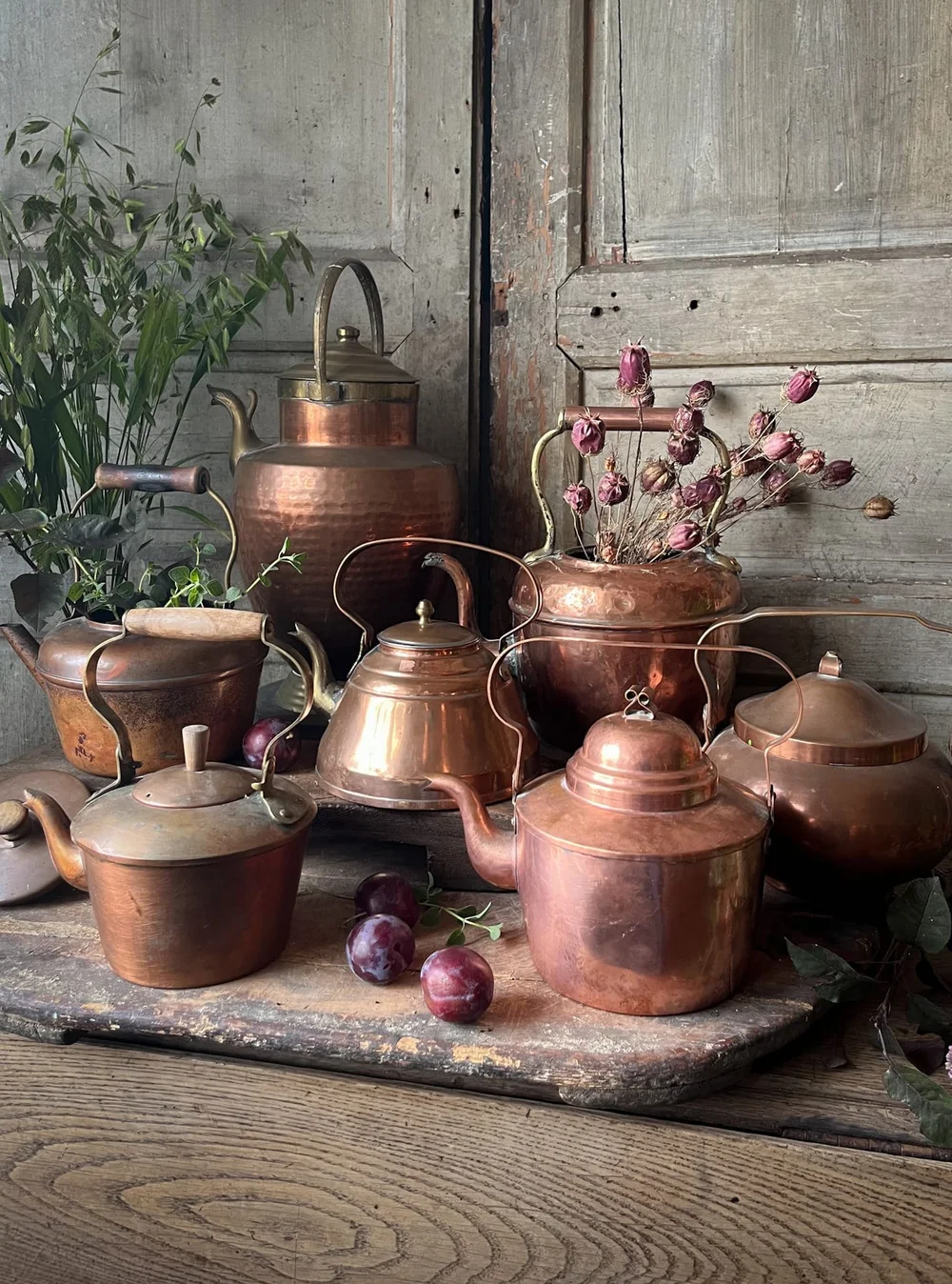 Vintage and French Copper Tea Kettles Swedish Georgian Style Teapots  Gooseneck Spouts