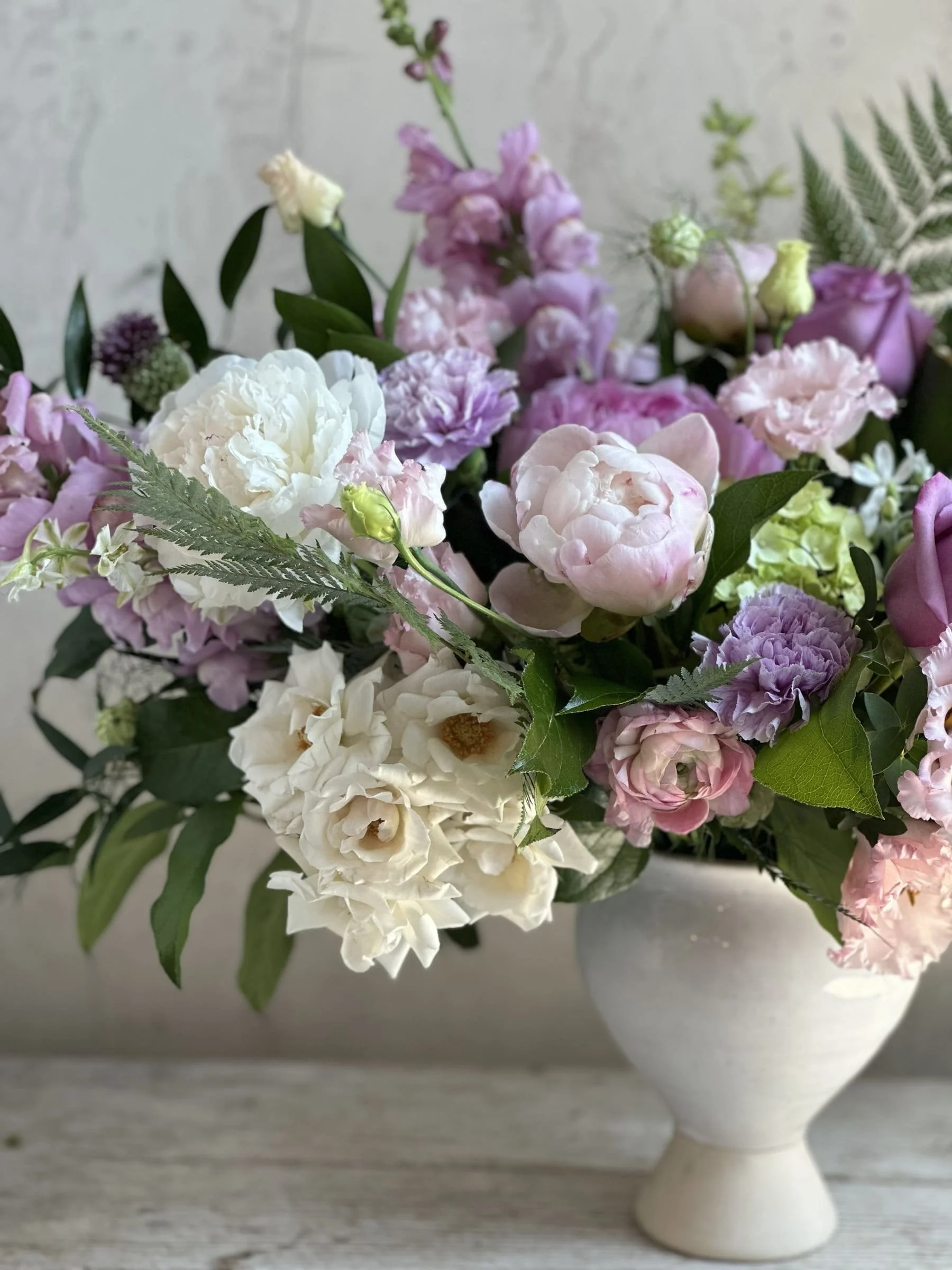 spring floral arrangement pink peonies table centerpiece